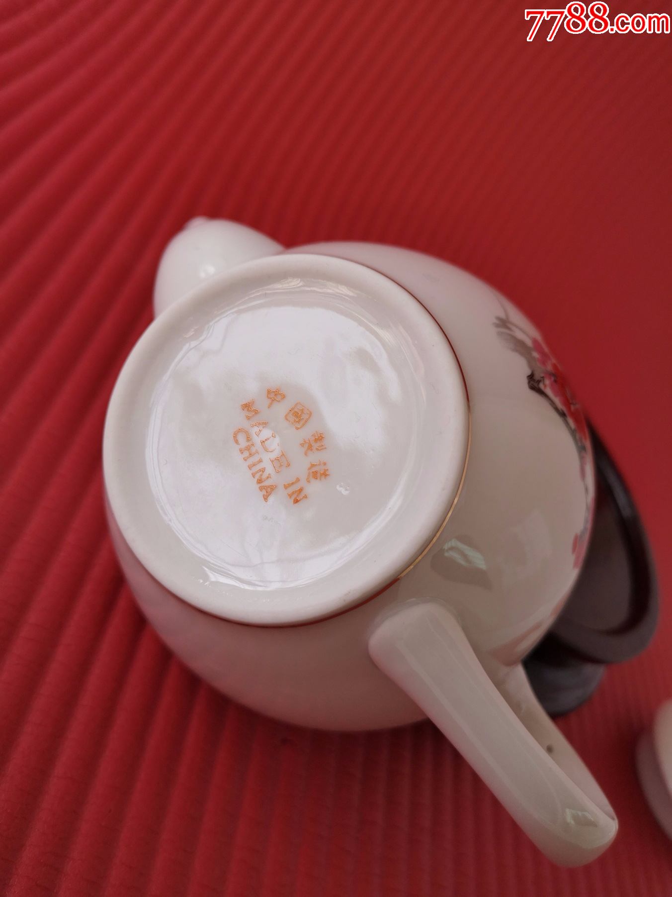 创汇期德化釉中彩刷花红梅纹描金茶壶_彩绘瓷/彩瓷_第9张_7788瓷器
