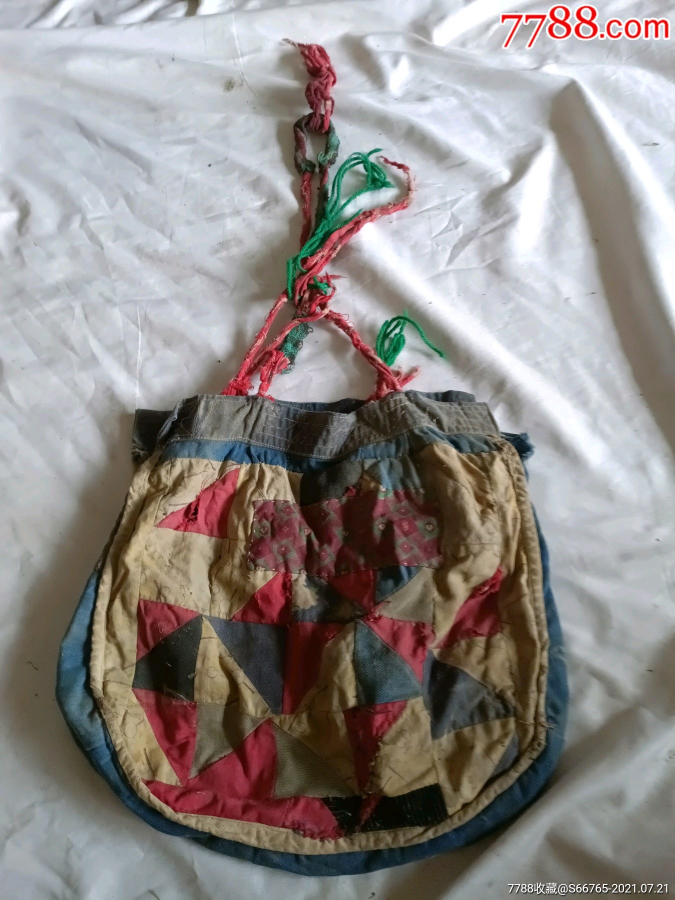 怀旧老手工补丁拼接布书包