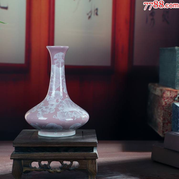 景德镇老厂货瓷器结晶釉插花瓶