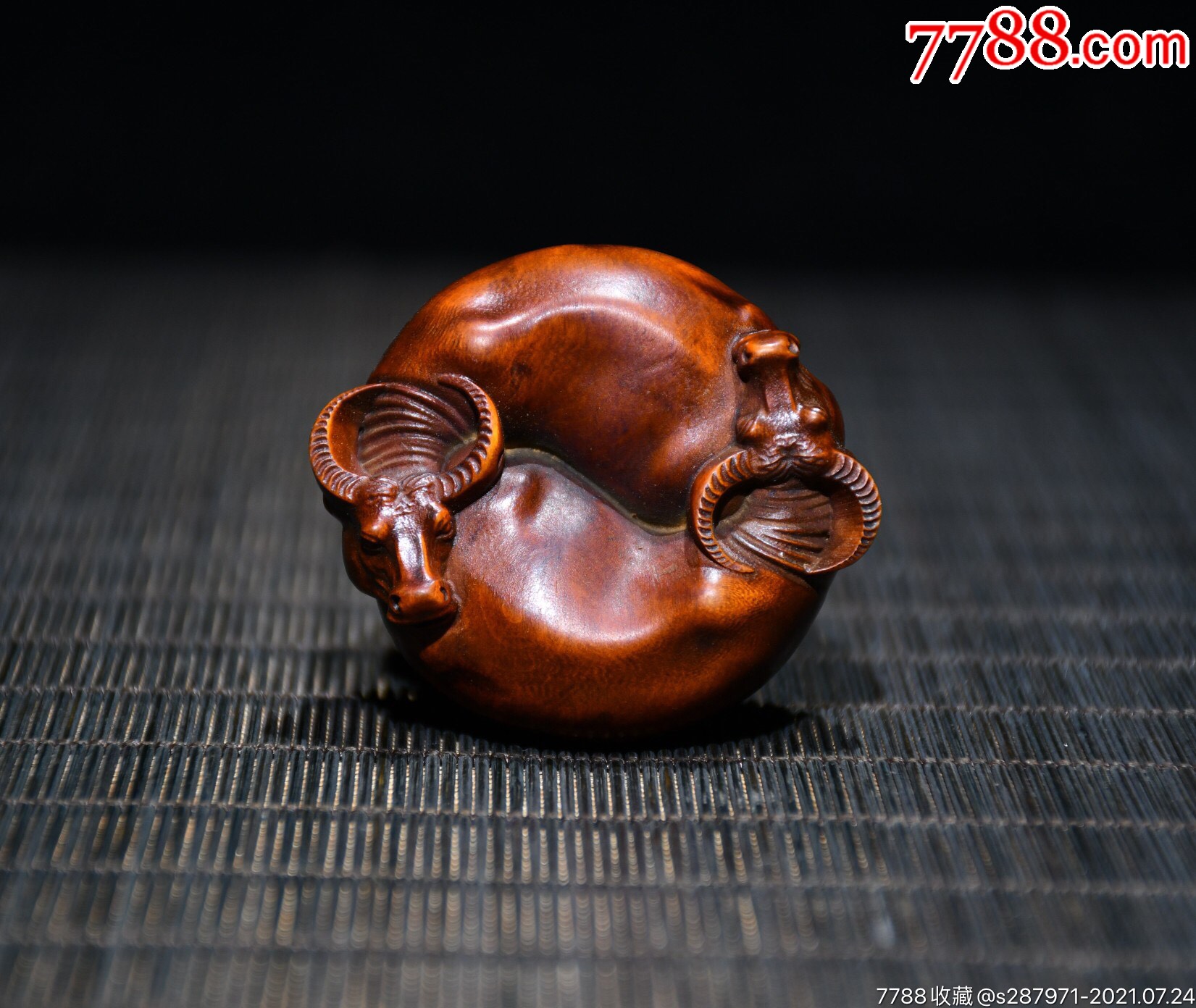 黄杨木精工雕刻扭转乾坤,宽5cm高1.5cm重18g-其他根雕/木雕-7788商城