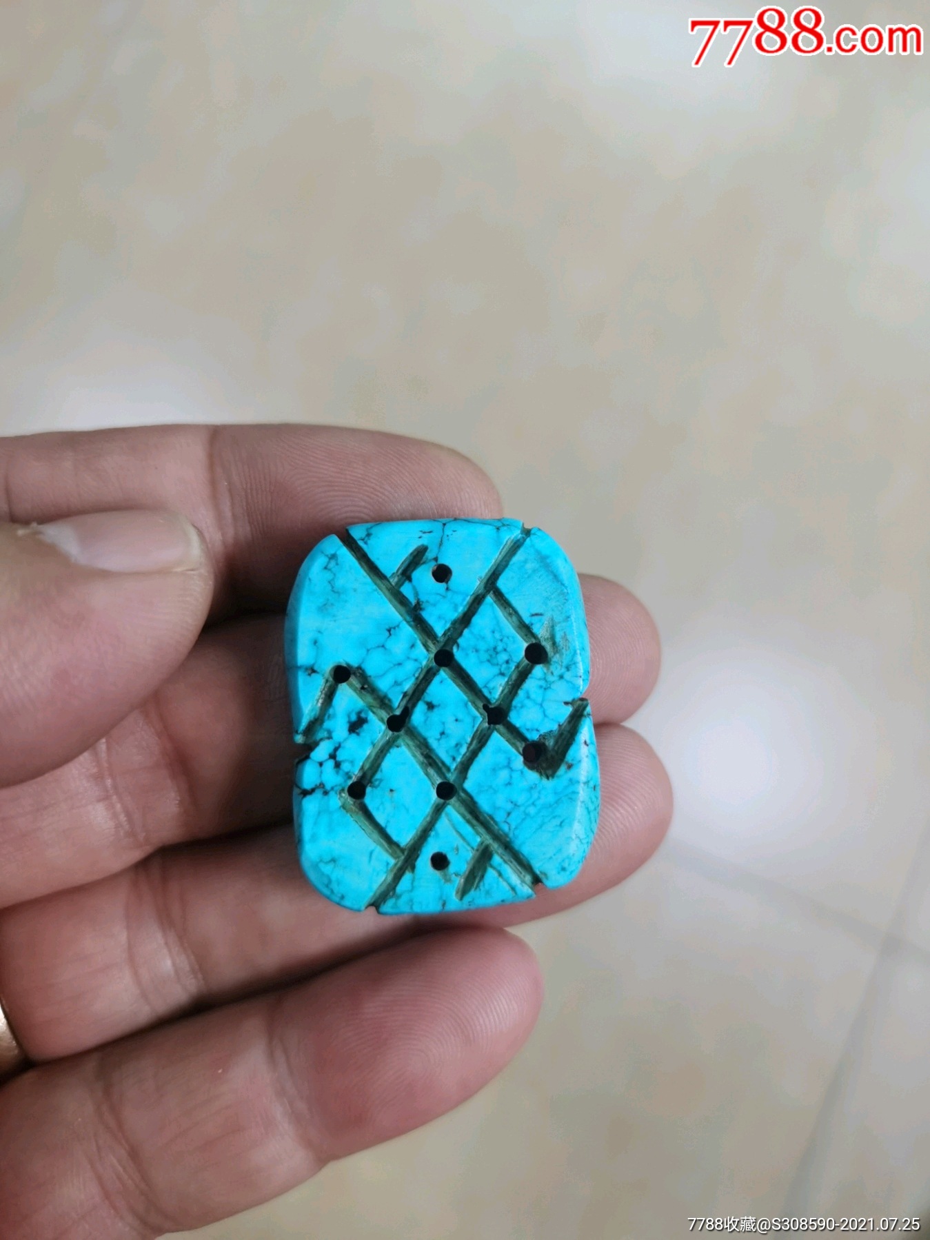蒙古头戴拆下来的松石一片