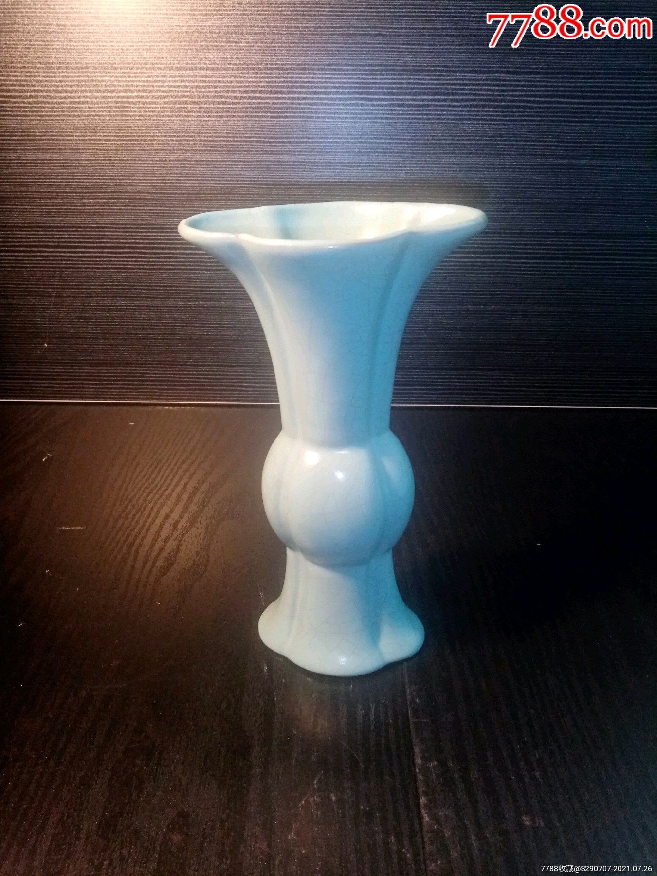 天晶蓝汝窑花觚