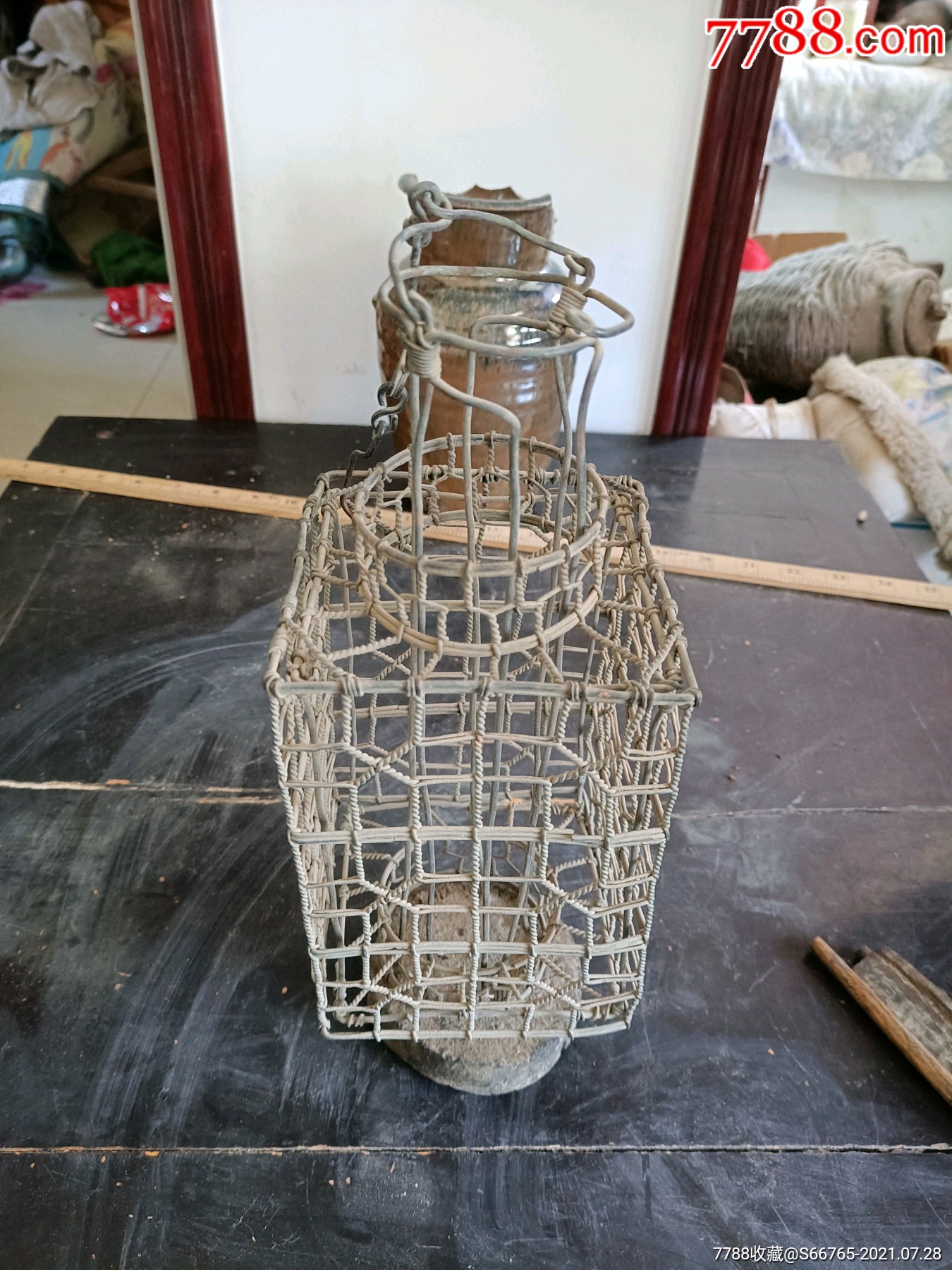 怀旧民国老手工编织铜丝镂空灯笼