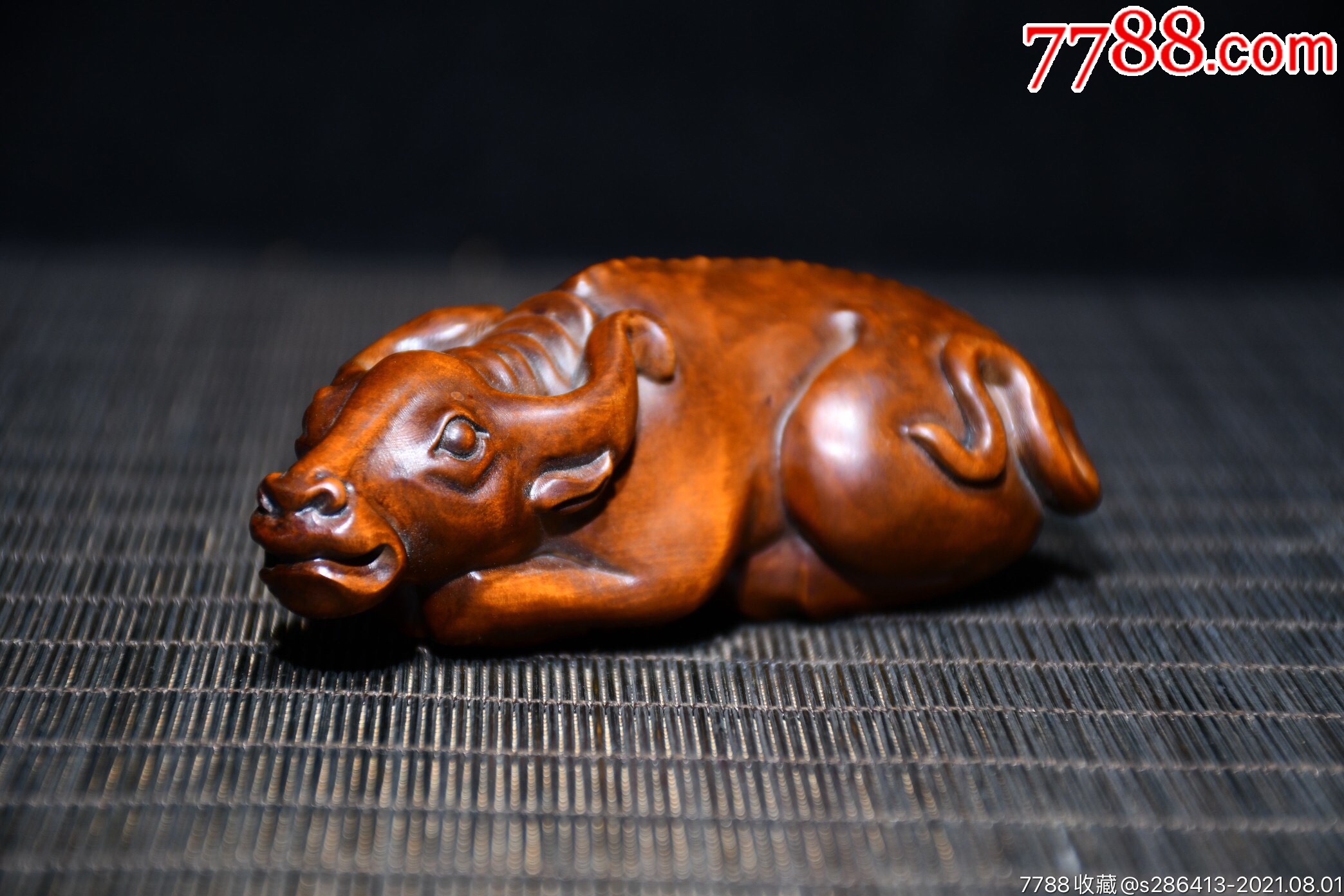 黄杨木精工雕刻牛把件,长10cm宽4cm高3.5cm_第5张_7788木艺