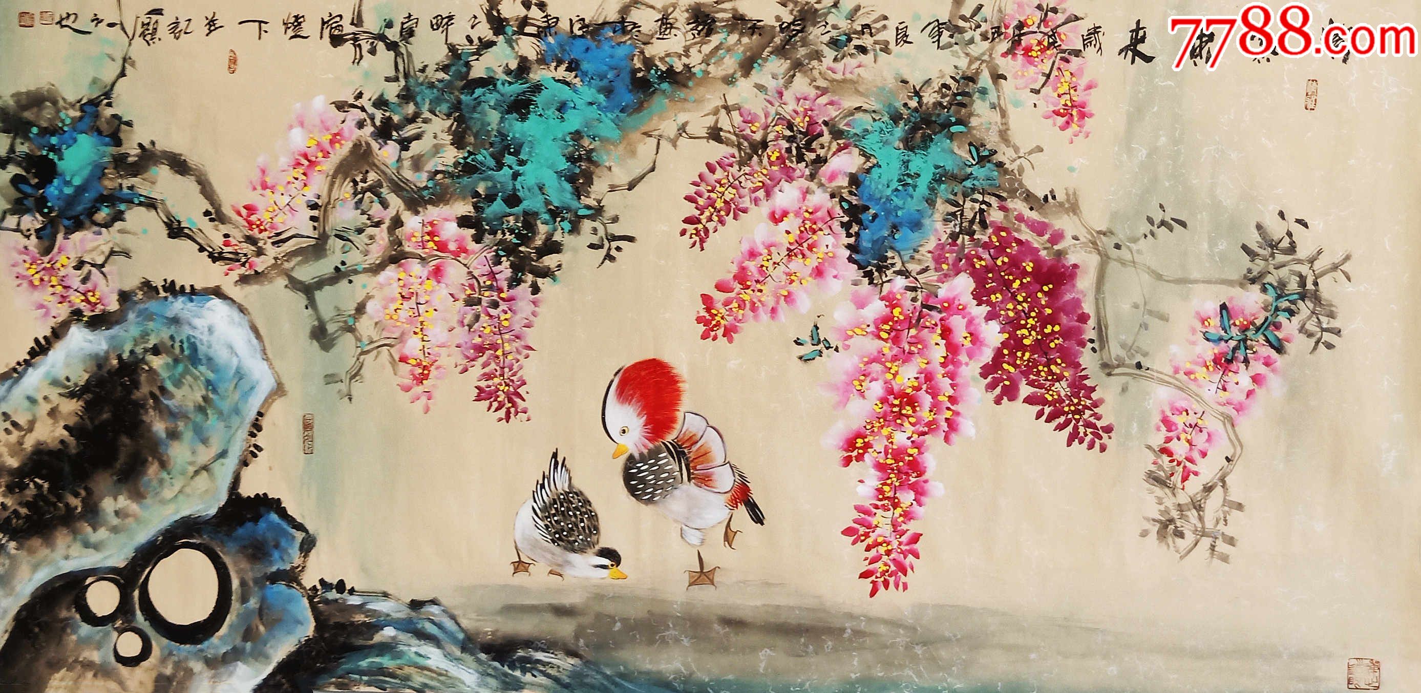 全网独家授权代理实力派画家天语重彩花鸟紫气东来