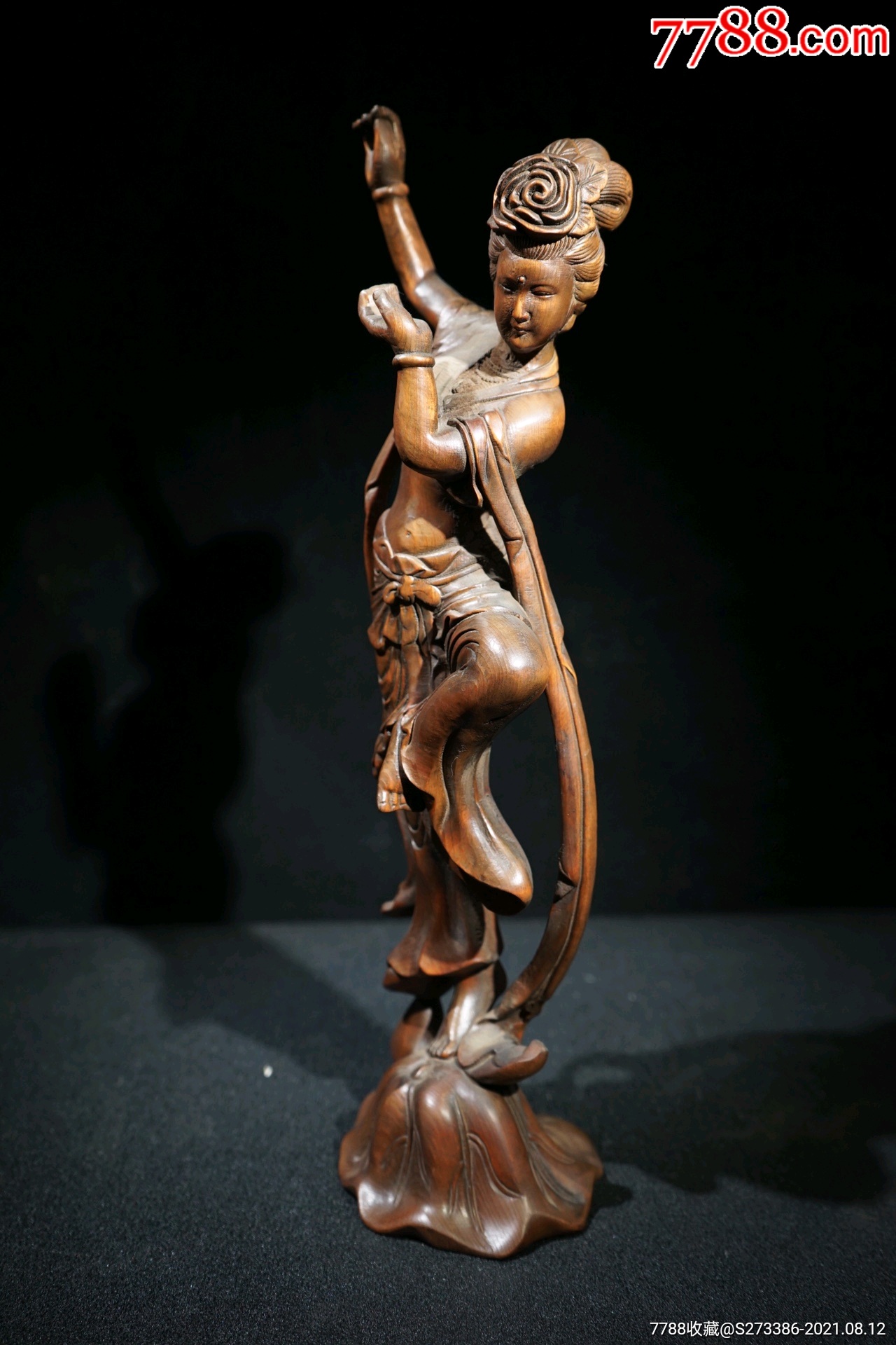 旧藏桧木精雕细琢美女尺寸长11cm宽9cm高35cm重量