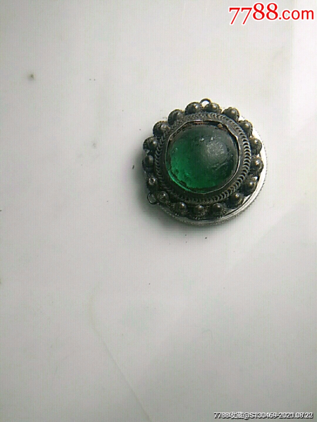 清代银镶蓝宝石帽花(有款)_价格488元_第1张