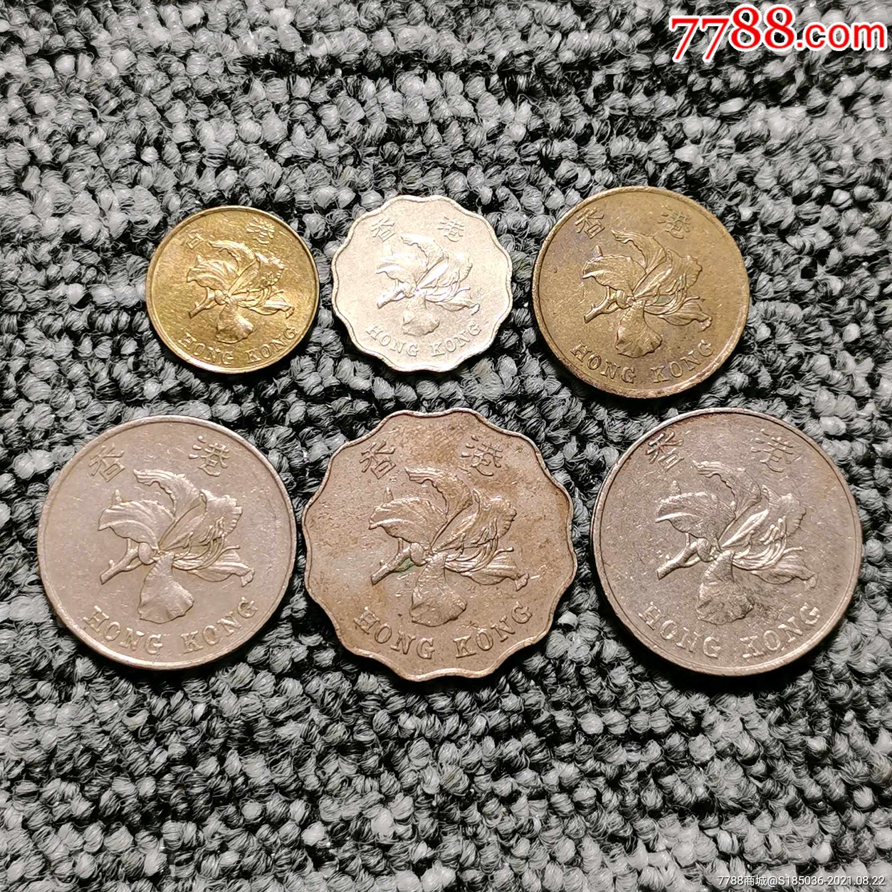 香港紫荆花硬币六枚