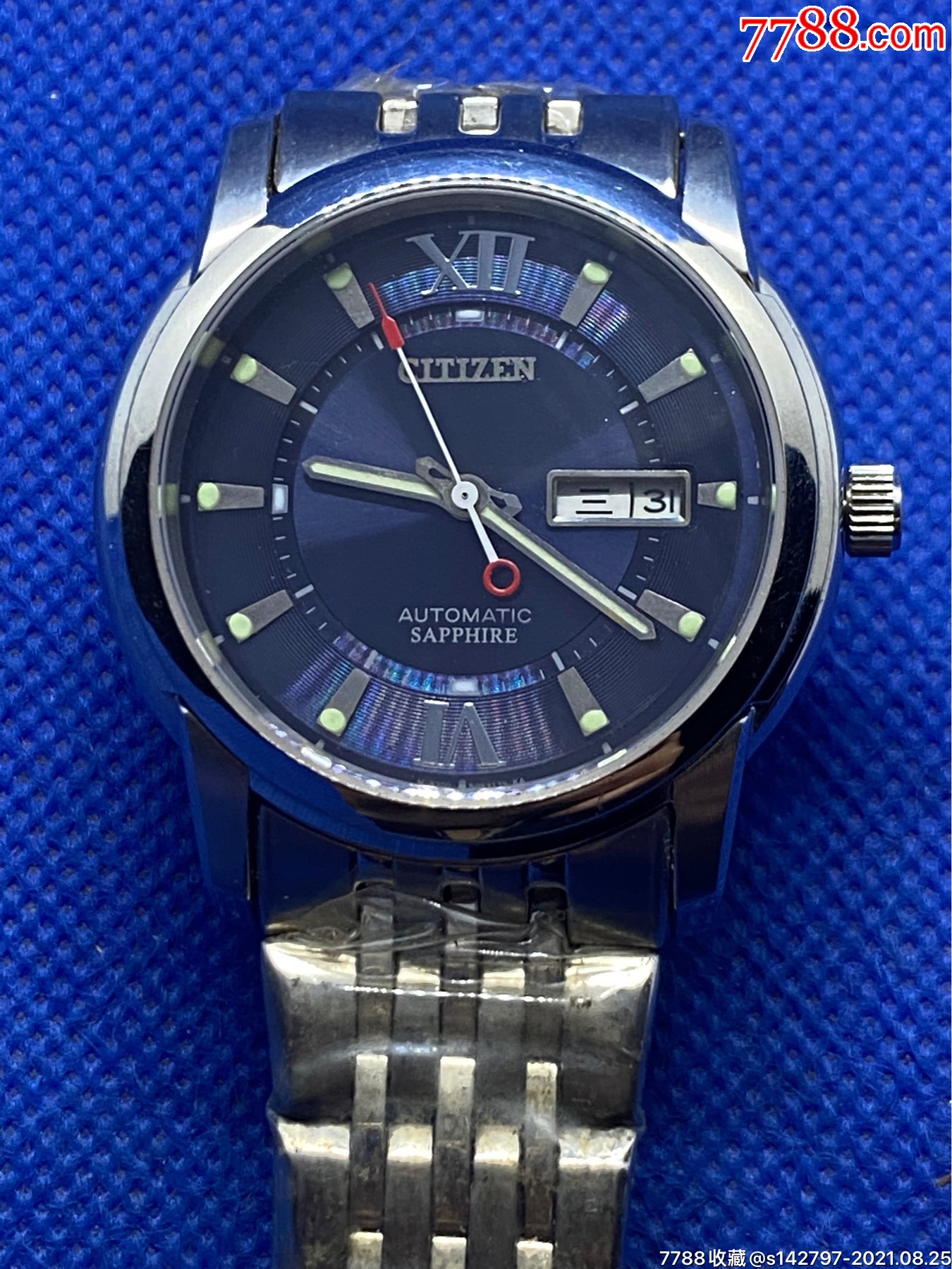 全新全钢蓝宝石镜面西铁城自动机械表,表径连把头43mm,走时正常