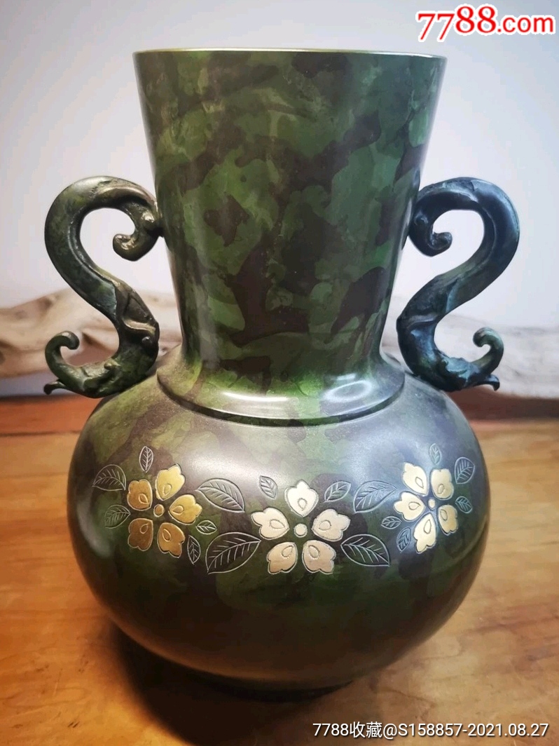 日本花瓶秀山回流-铜皿/盛具-7788玉器收藏