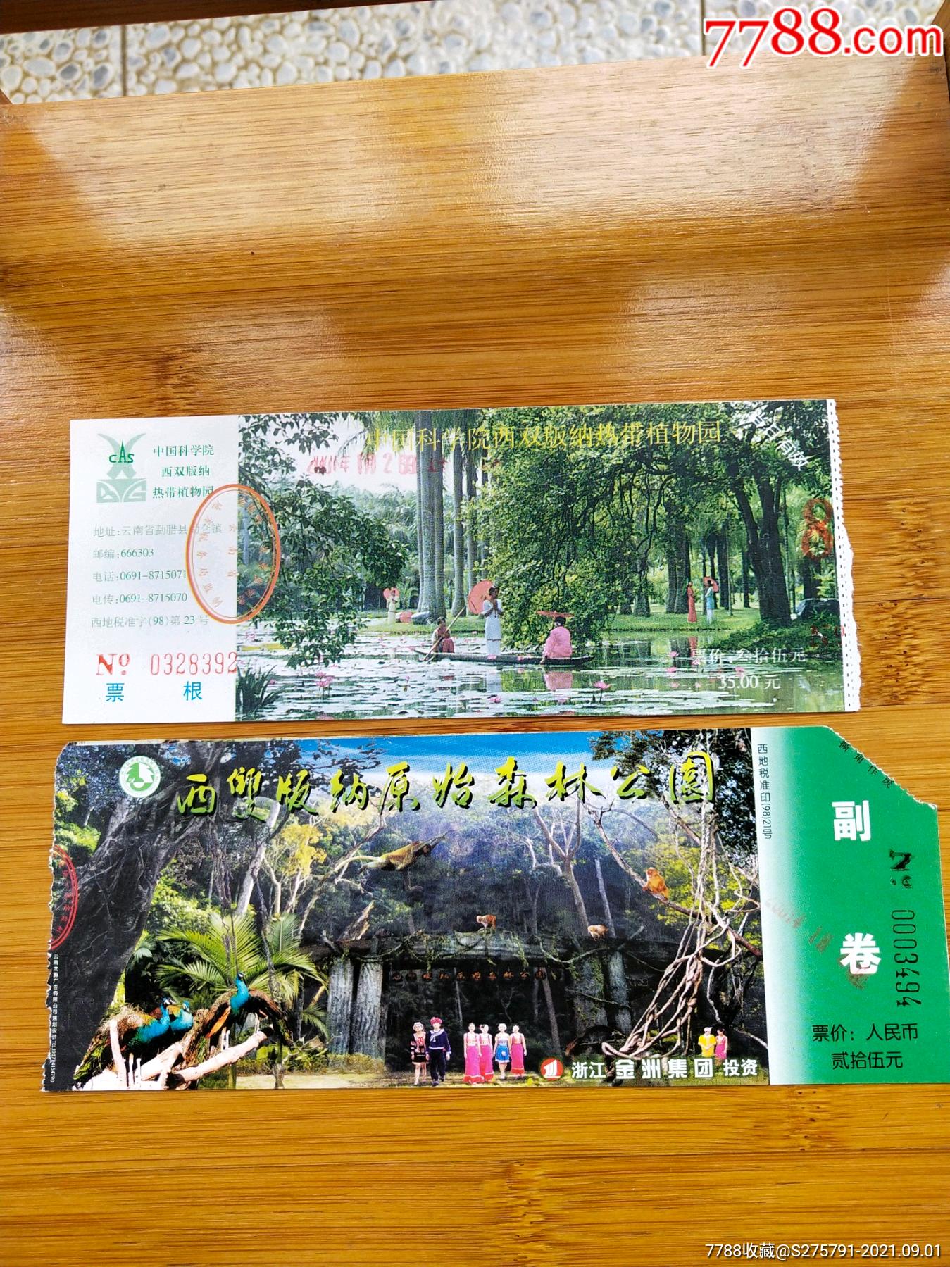 两张2001年西双版纳门票