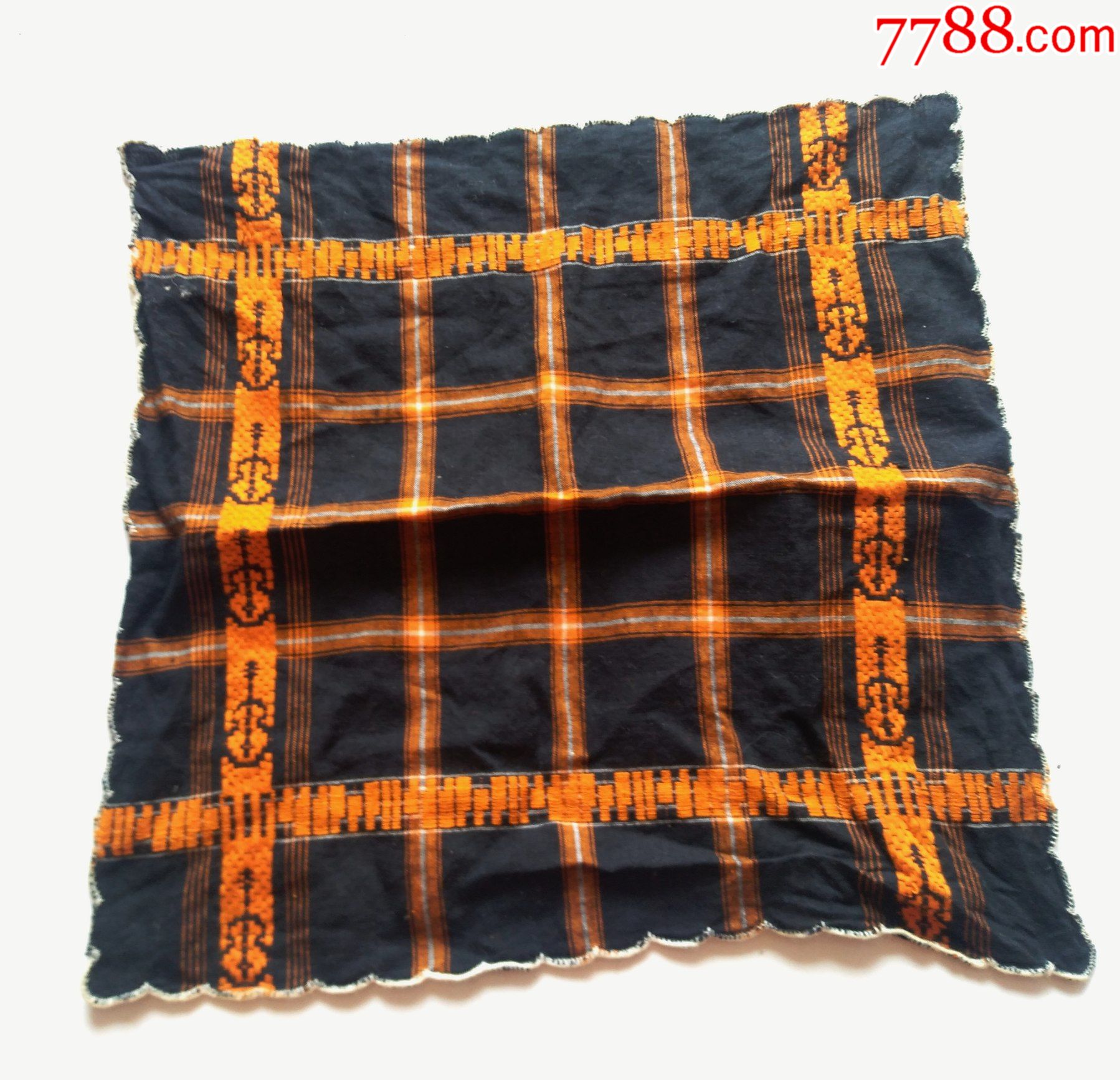 年代,吉他花纹老式手绢,稀少,点图可放大-价格:50元-au27569756-手帕