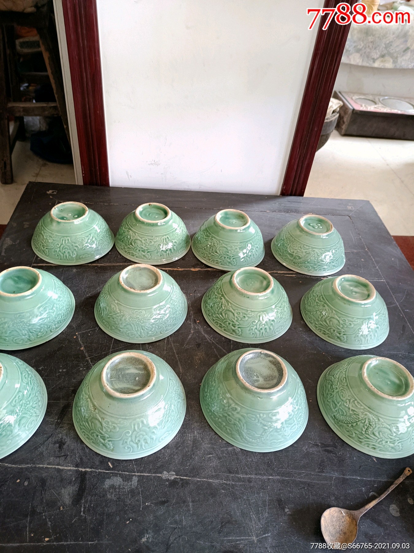 怀旧老孔雀绿龙凤碗12个-价格:100元-au27575184-绿釉瓷 -加价-7788