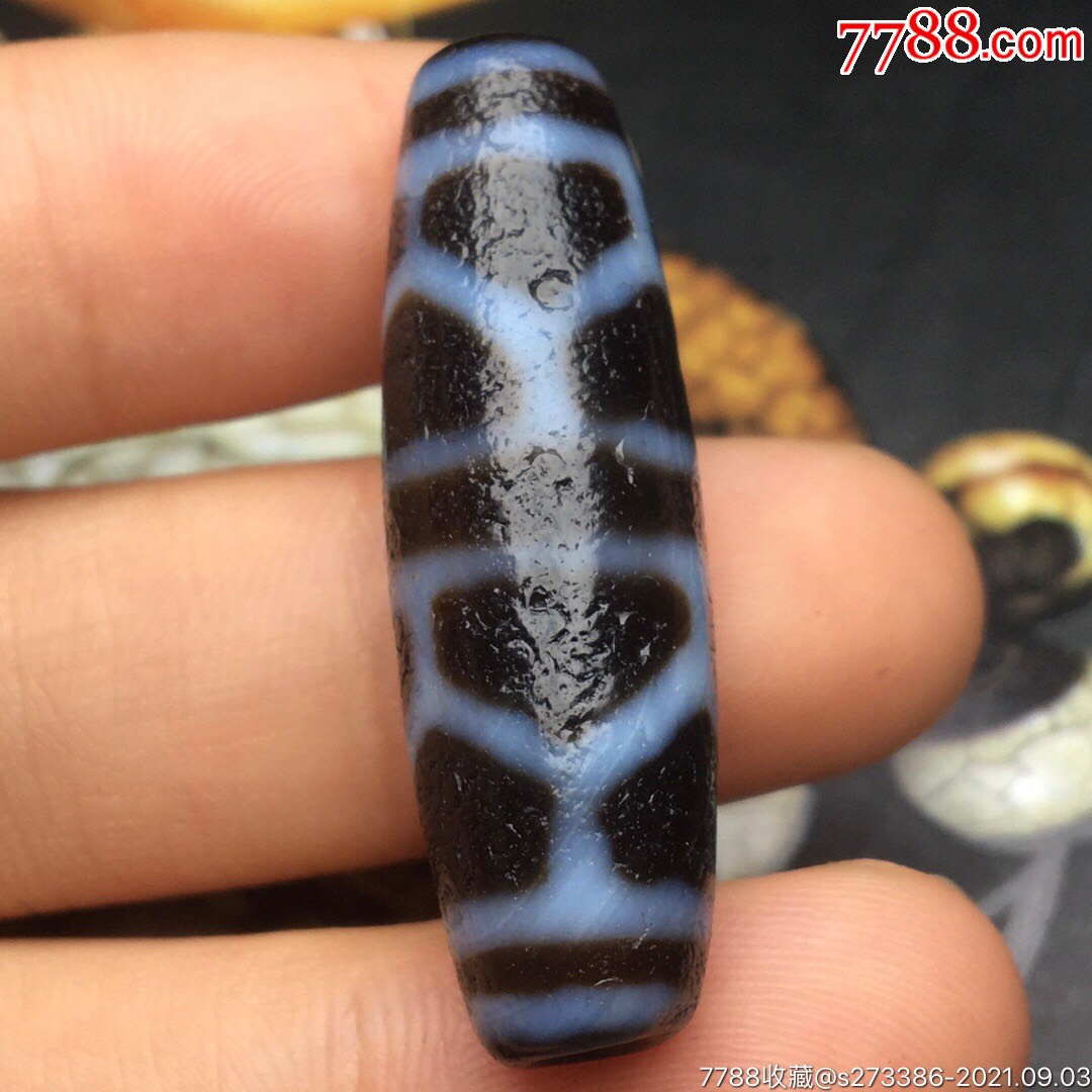 藏区回流老料高油包浆龟纹天珠尺寸约3611毫米重量66克