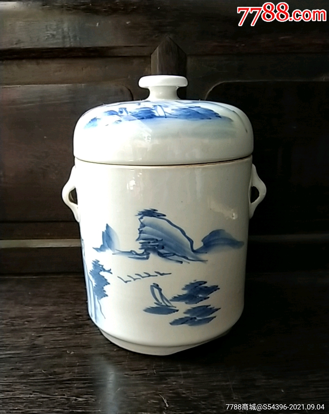 特大手绘山水图案青花炖盅_青花瓷_种类图片_收藏价格_7788茶具