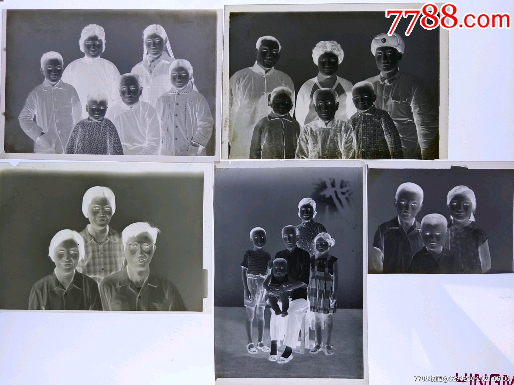 底片5张大幅家庭合影带原底片袋jy122