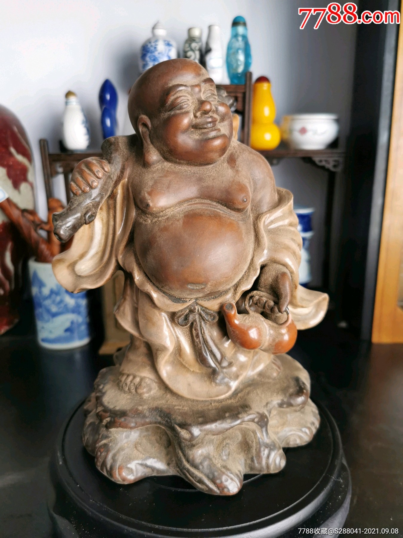 老三色紫砂布袋和尚佛摆件弥勒佛-价格:199元-au27628608-佛像/造像