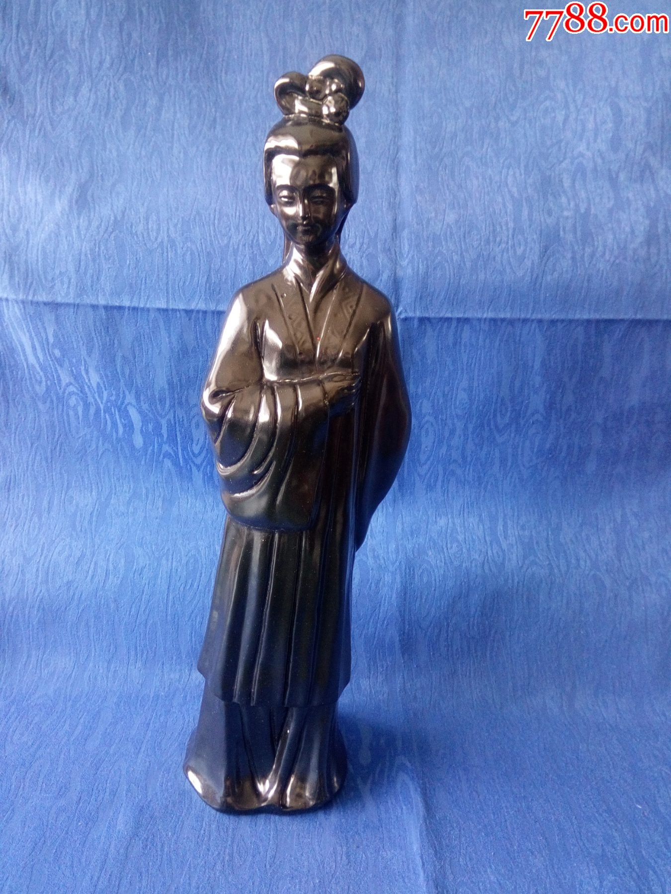 创汇期780年代淄博瓷黑釉人物瓷塑摆件千古第一才女宋代女诗人李清照