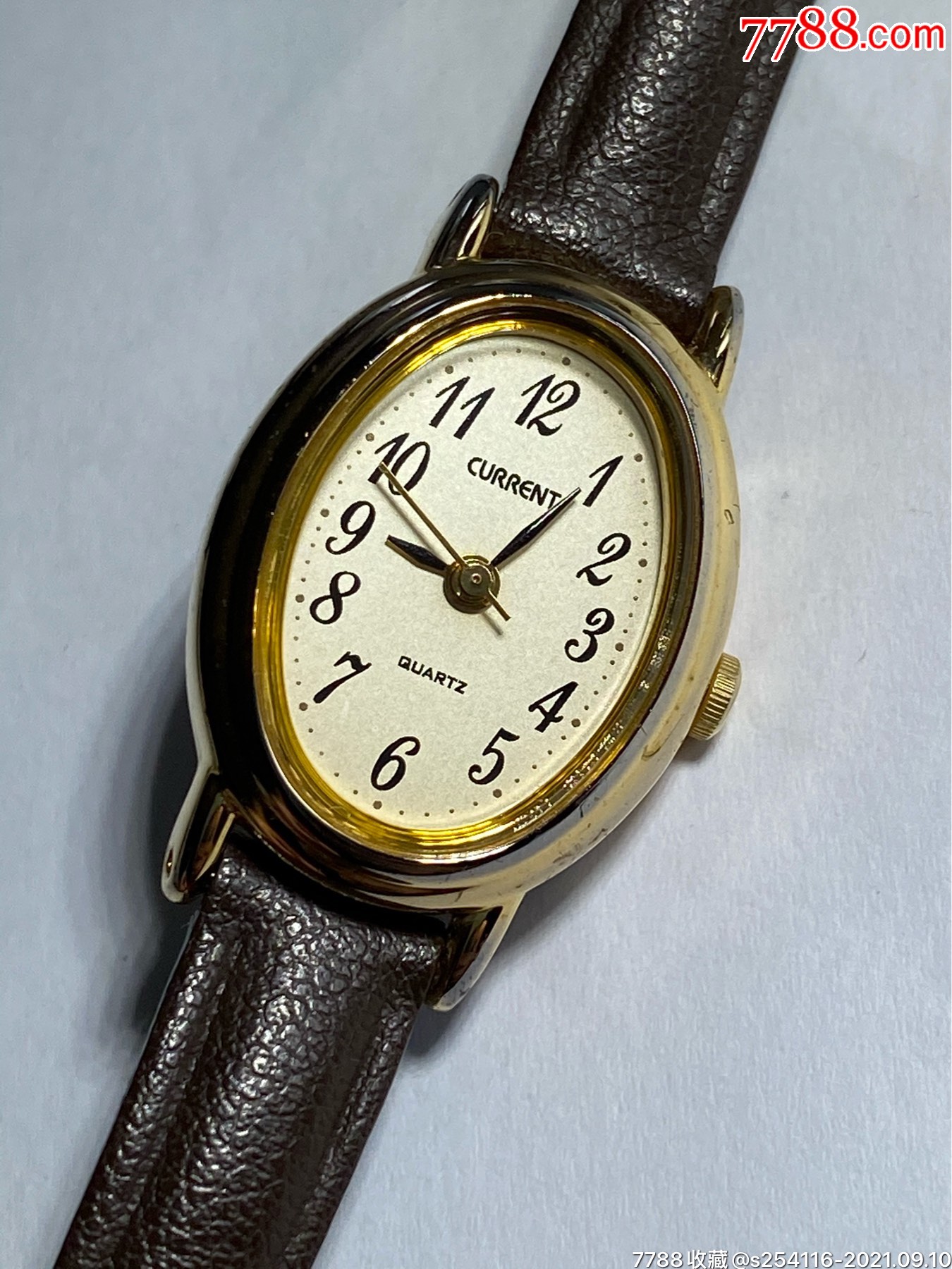 日本时尚品牌current石英女表表盘20*26mm厚7mm镀金走时精准保真正品