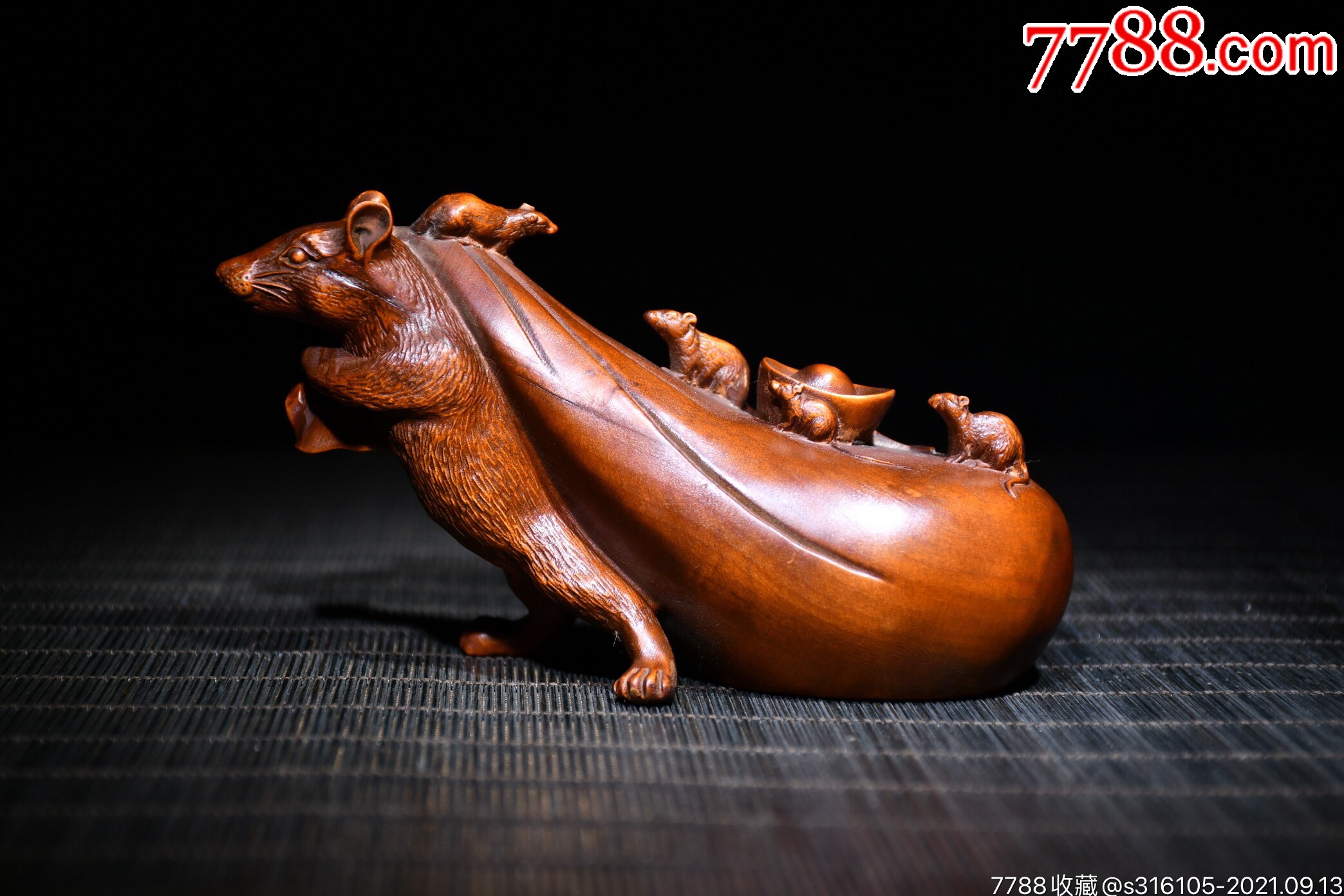 黄杨木精工雕刻代代数钱摆件,长12cm宽4.5cm高7cm重