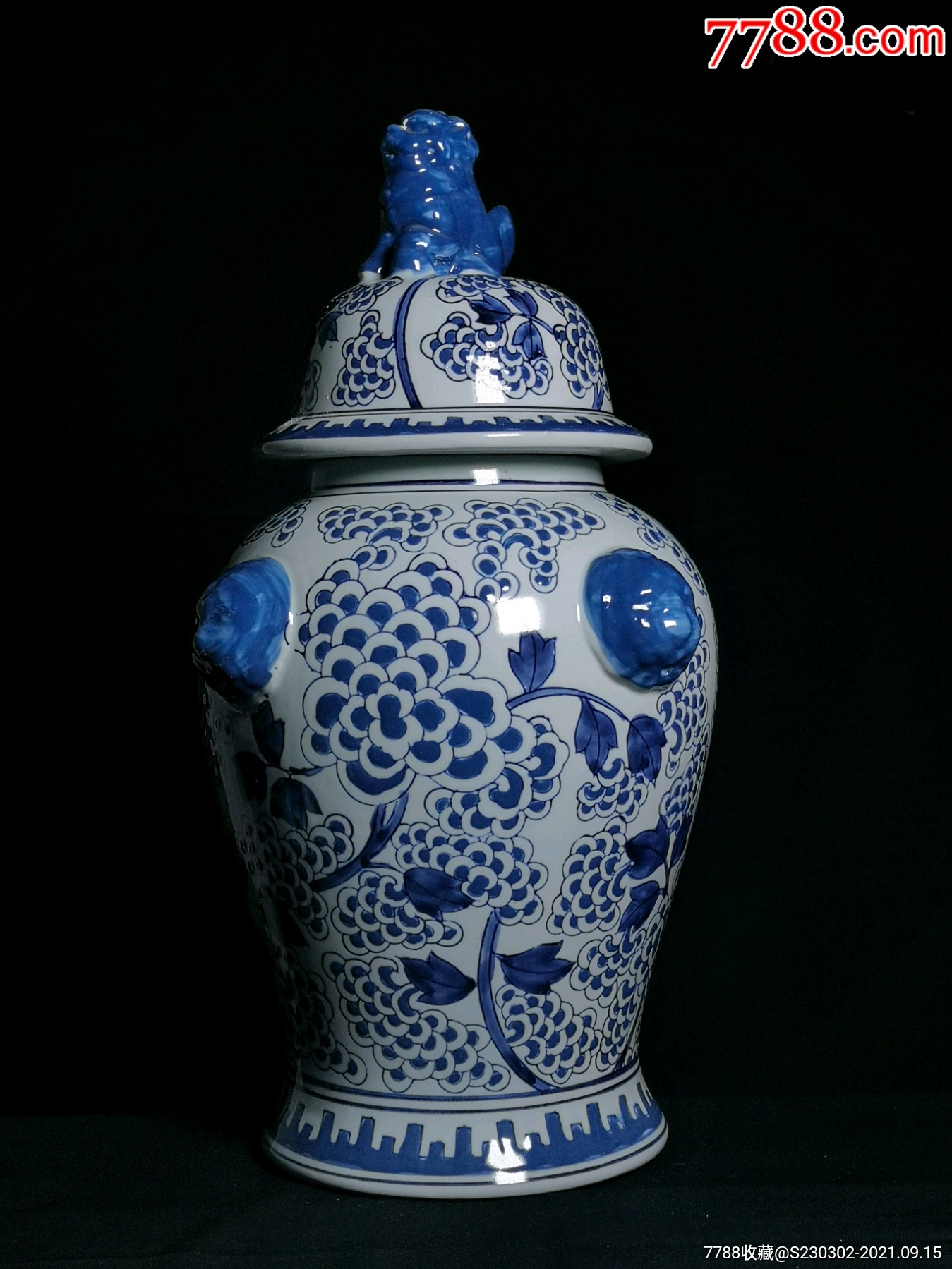 库存货手绘青花将军罐茶叶罐子