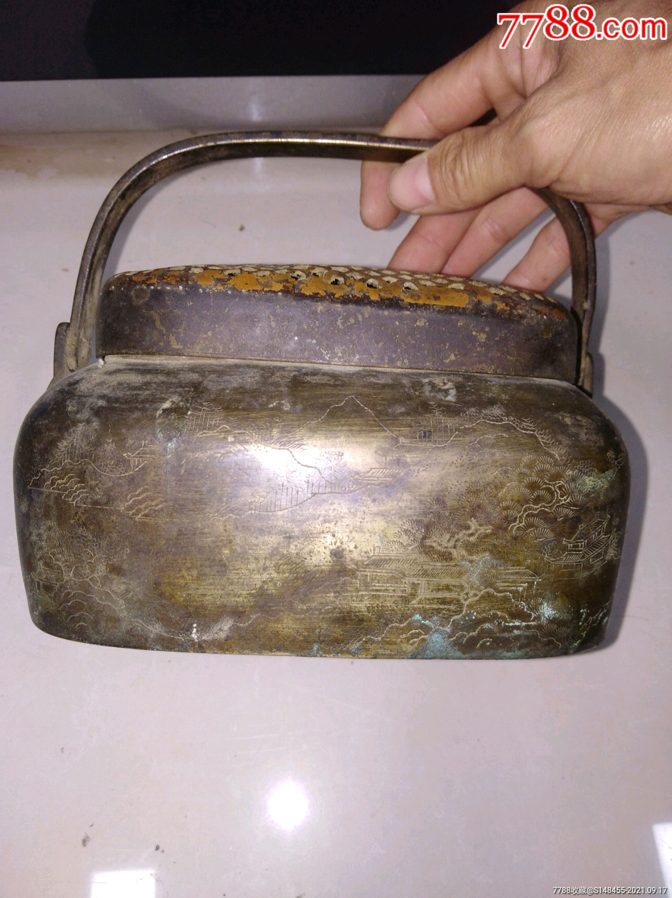 精品,清代或民国时期铜暖手炉_价格4800元【陕北民俗】_第1张