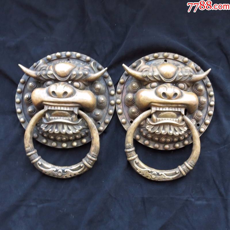 饕餮铜大门环一对民国大宅门铜大门环老铜大门环一对