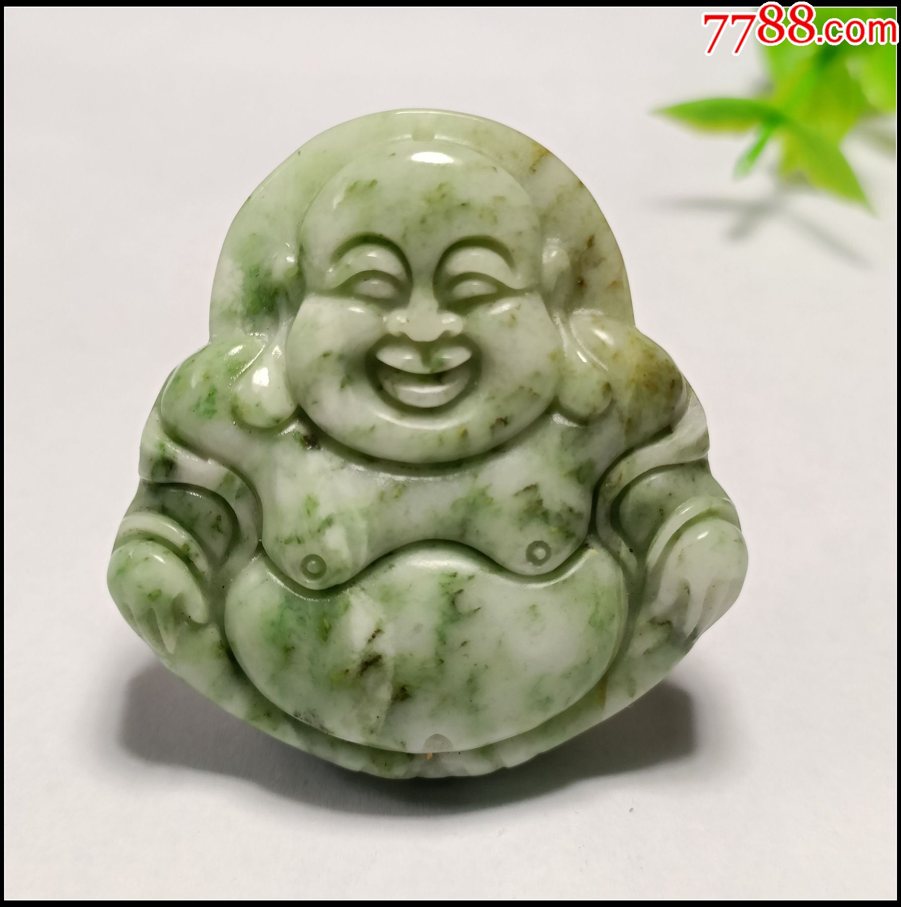 绿白独山玉弥勒佛笑佛吊坠