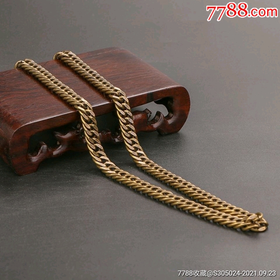 ins欧美黄铜男女潮酷铜链条工艺饰品侧身潮流简约项链男-价格:88元-au