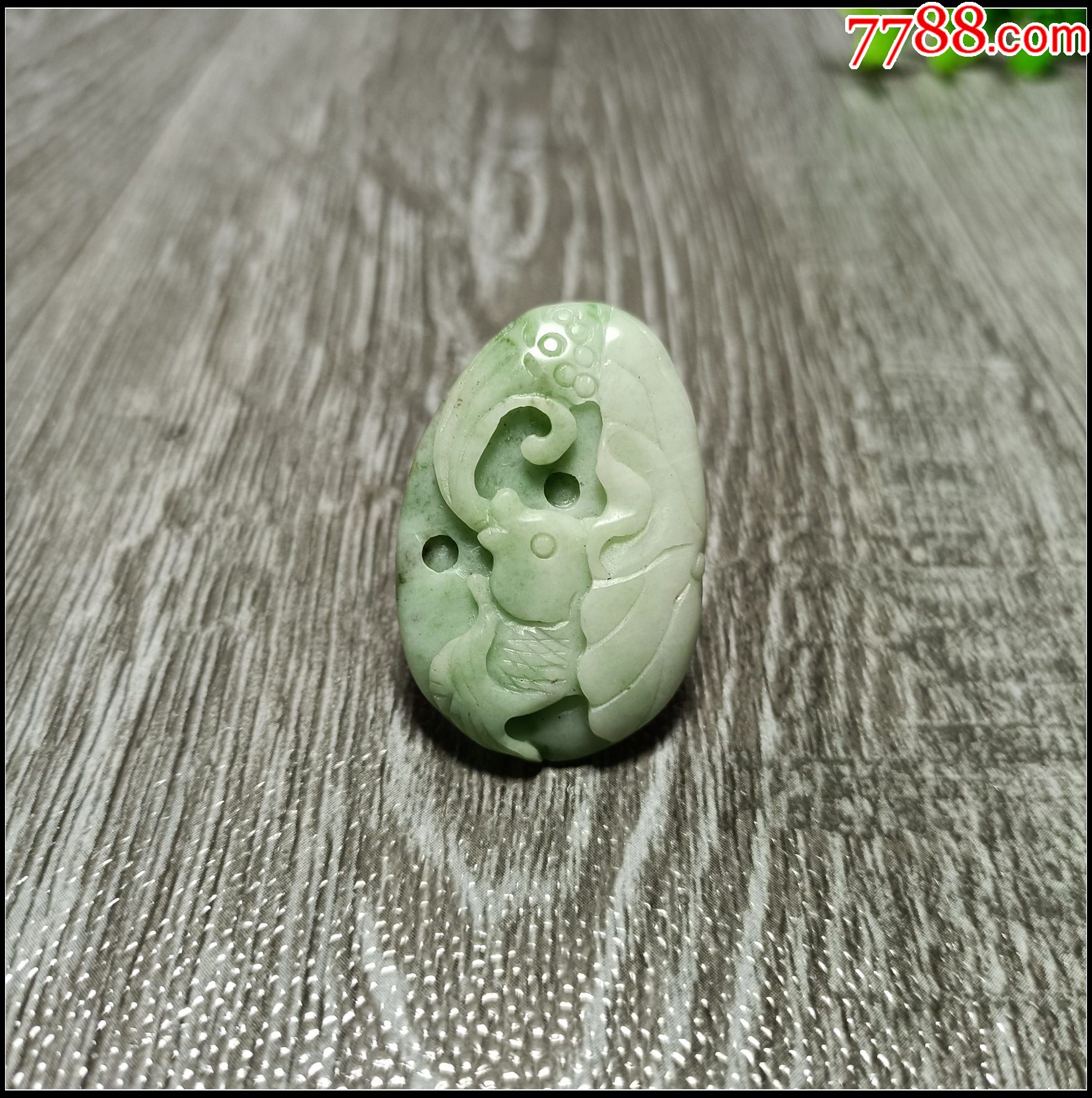 天然南阳独山玉绿白独玉连年有余吉祥吊坠