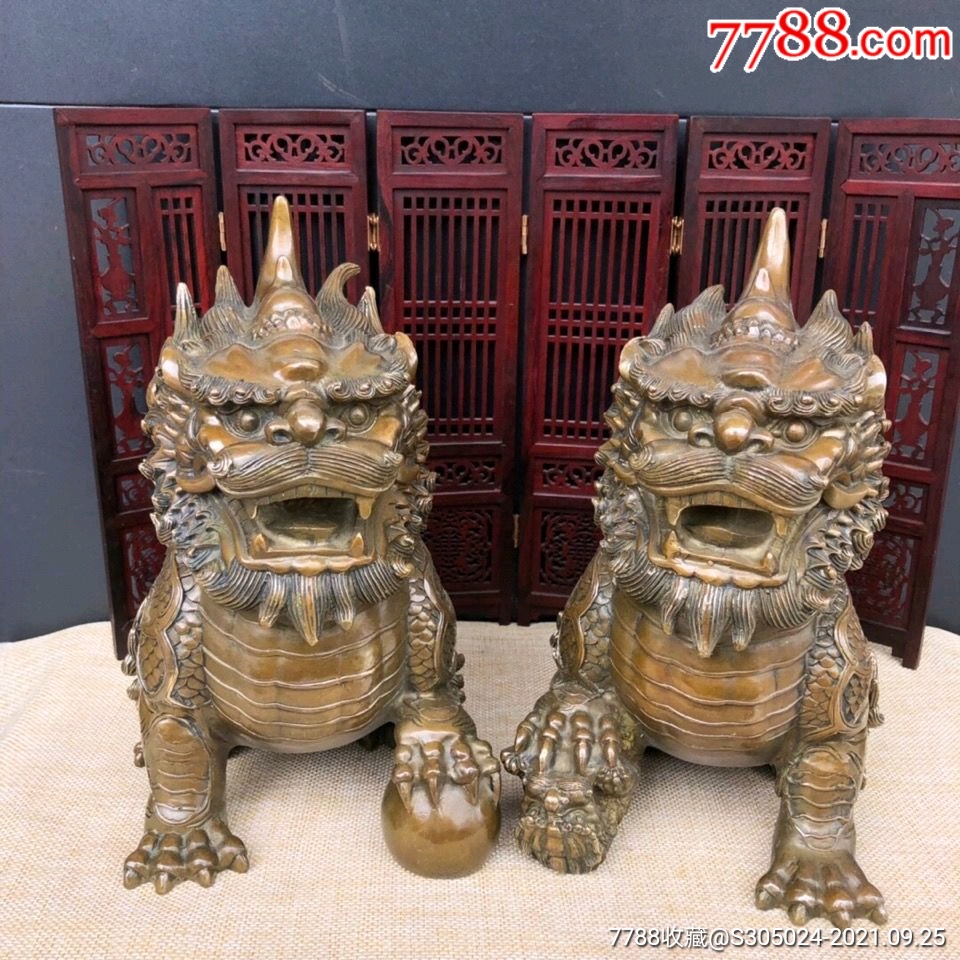 铜器大号纯铜貔貅一对铜貔貅天禄独角兽家居摆件_价格1980元【陶诚信