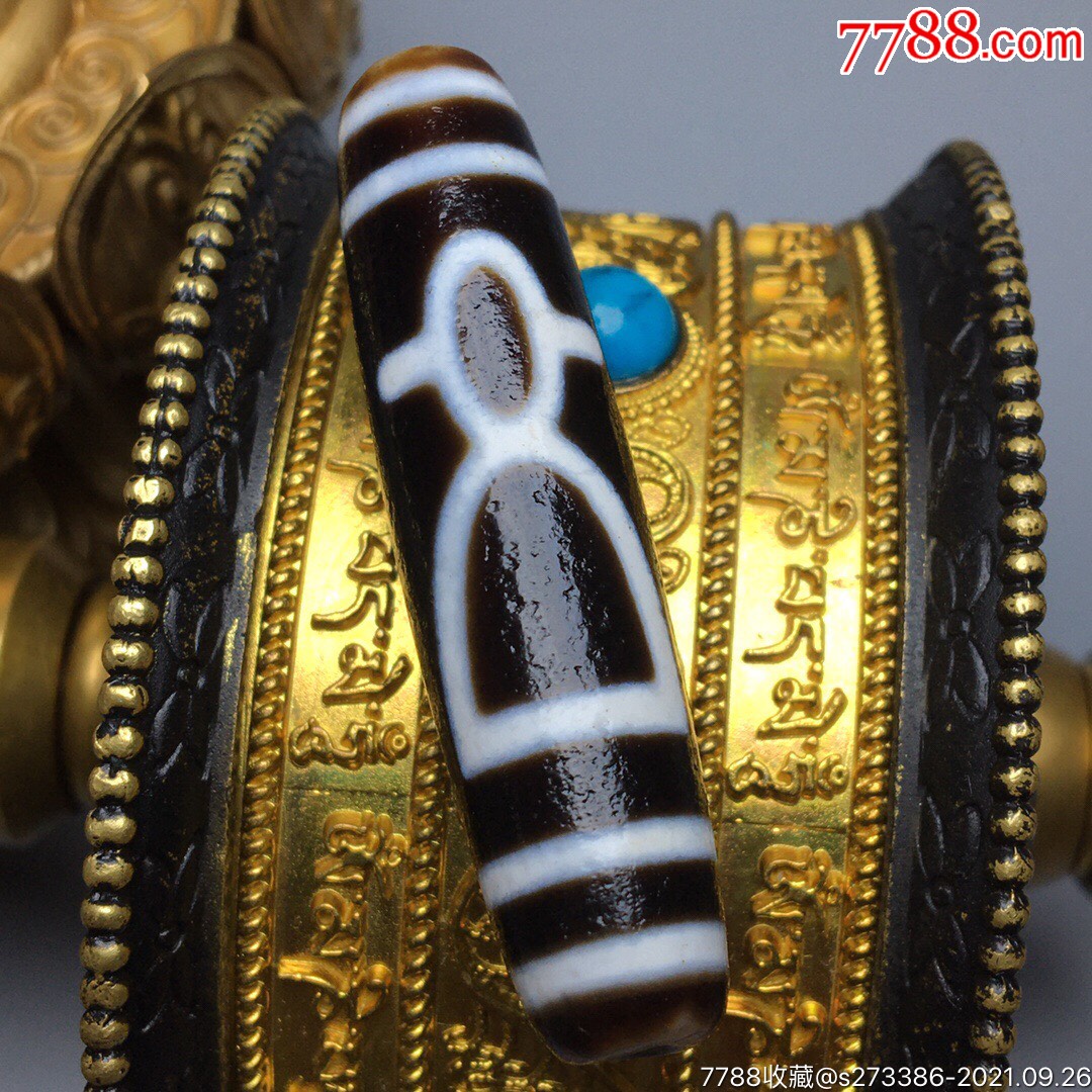 藏区回流老料高油包浆【财神天珠】尺寸:49*12毫米重量11克