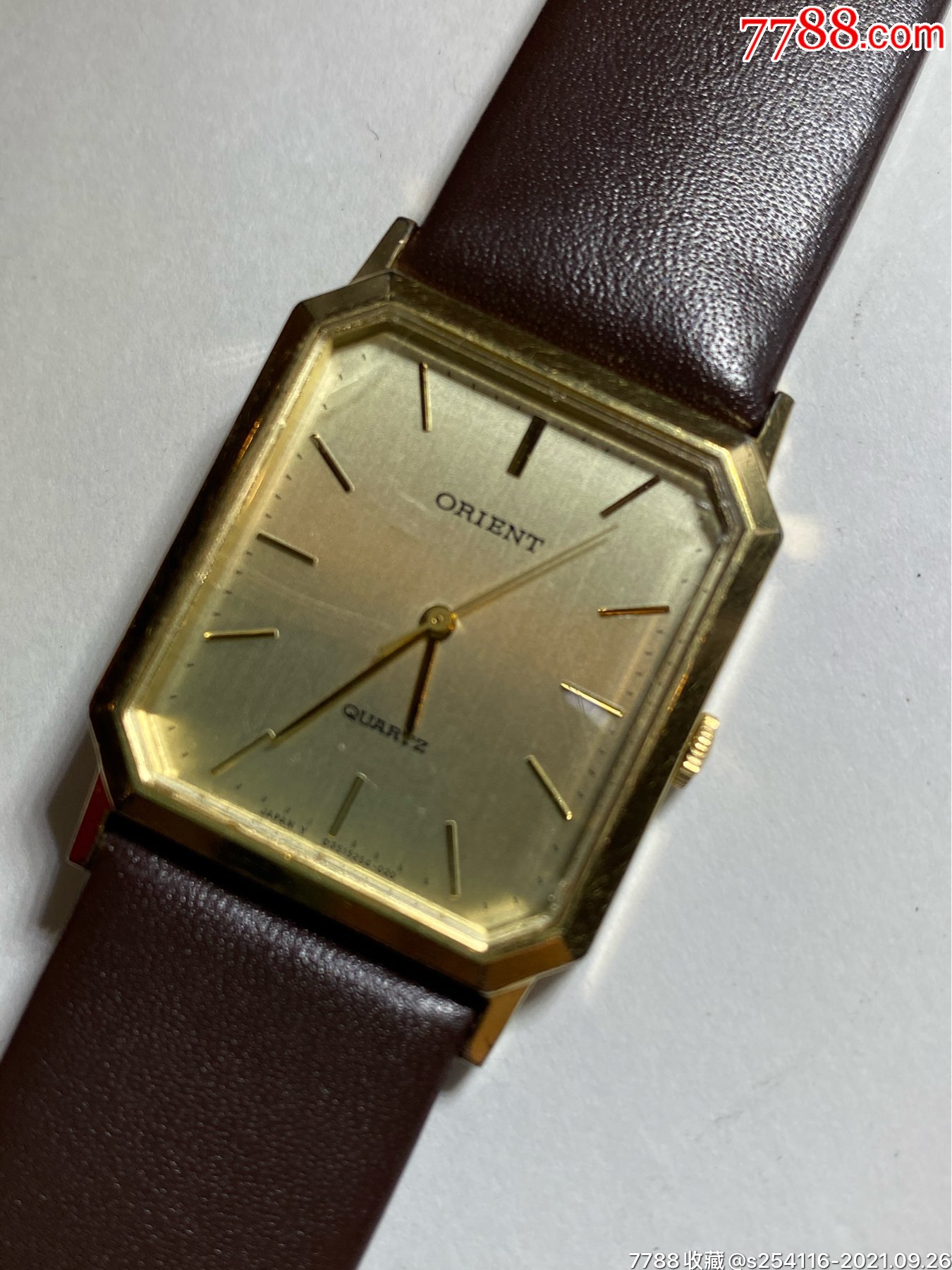 orient东方双狮石英男表表盘27*30mm厚7mm机芯1钻镀金蓝_手表/腕表