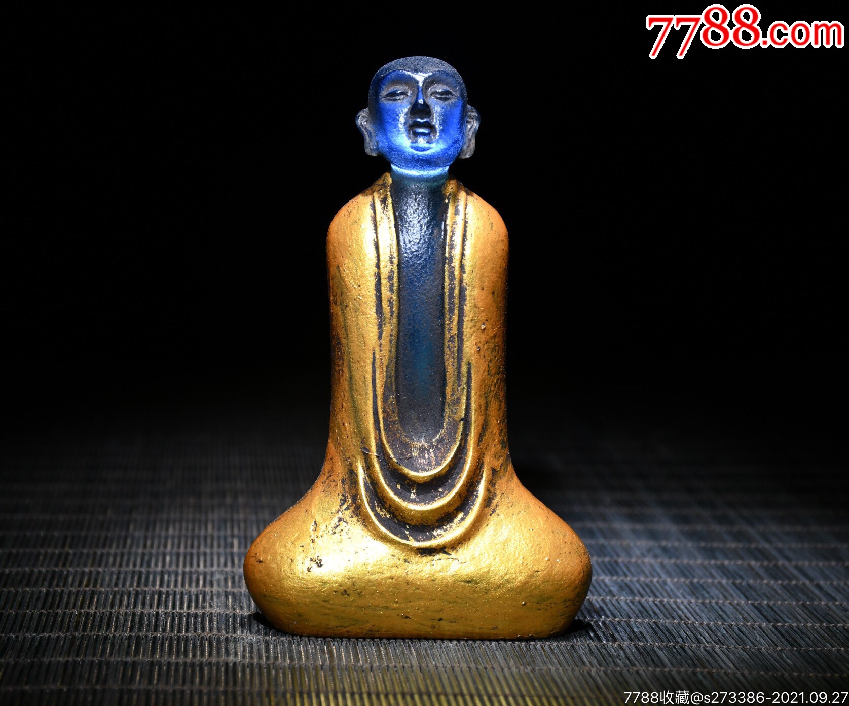 琉璃鎏金悟道佛长65cm宽35cm高11cm重239g