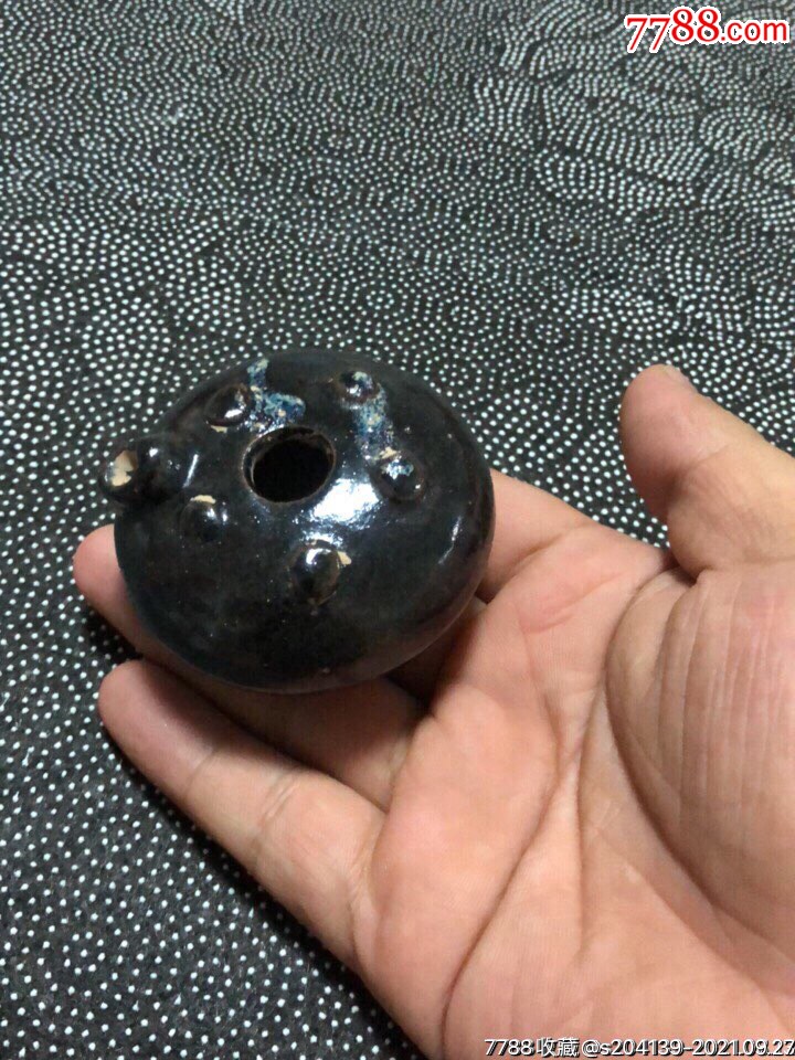 民窑乌金釉水滴砚滴