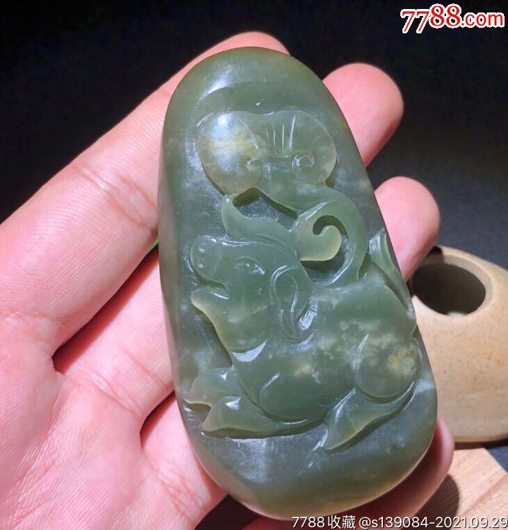 天然和田玉手把件籽料送证书