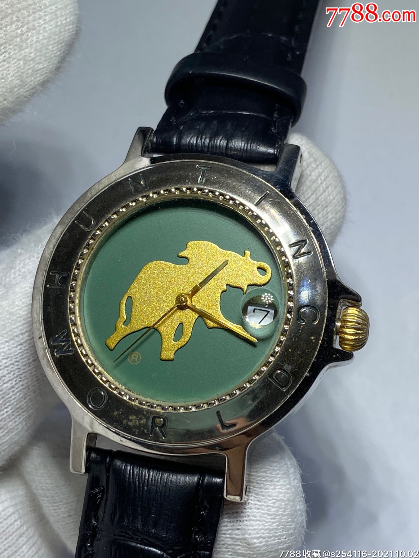 瑞士huntingworld世界狩猎石英男表表盘36mm厚8mm蓝宝石镜面大象