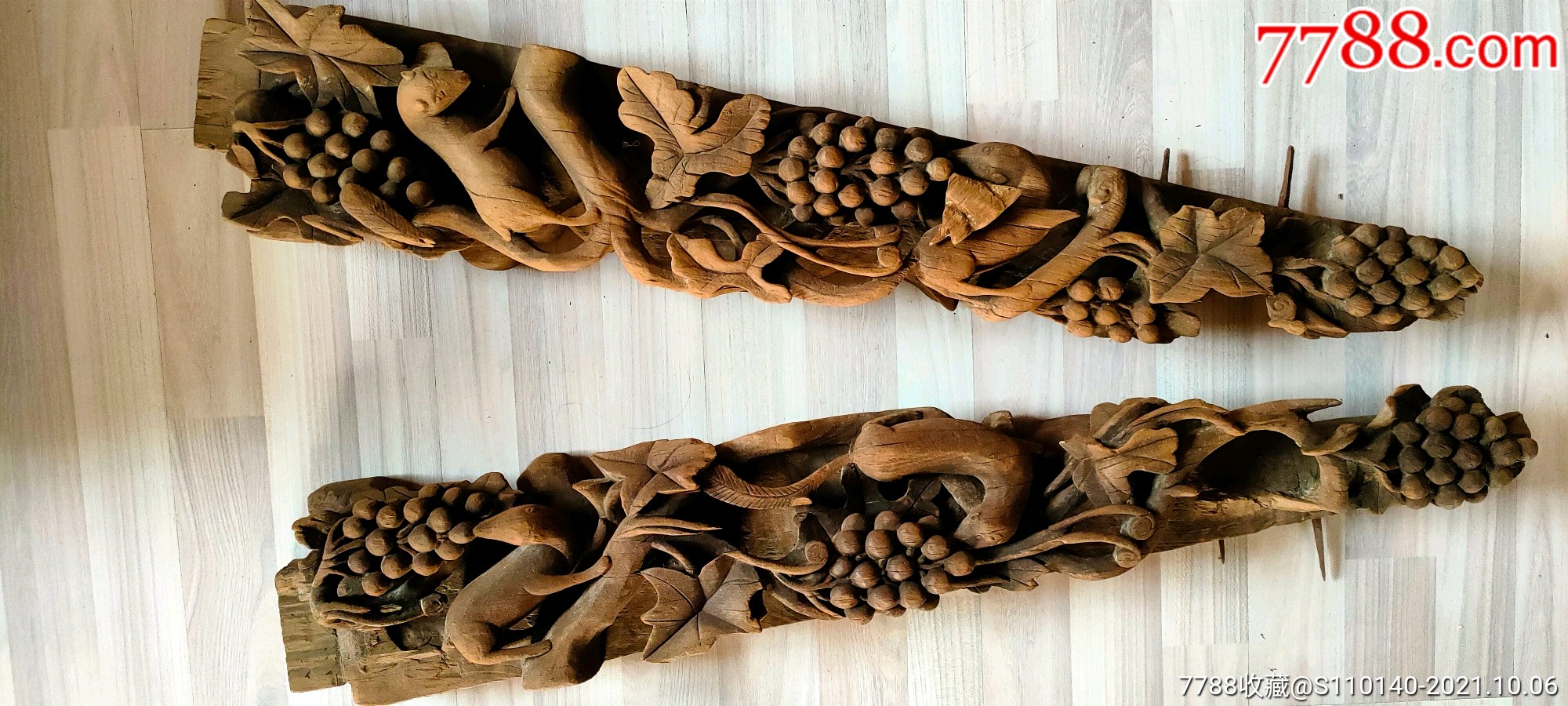 明代木雕牛腿一对