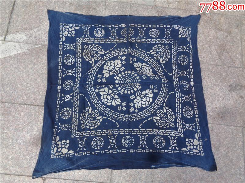 清代蜡染印花花蝶纹包袱