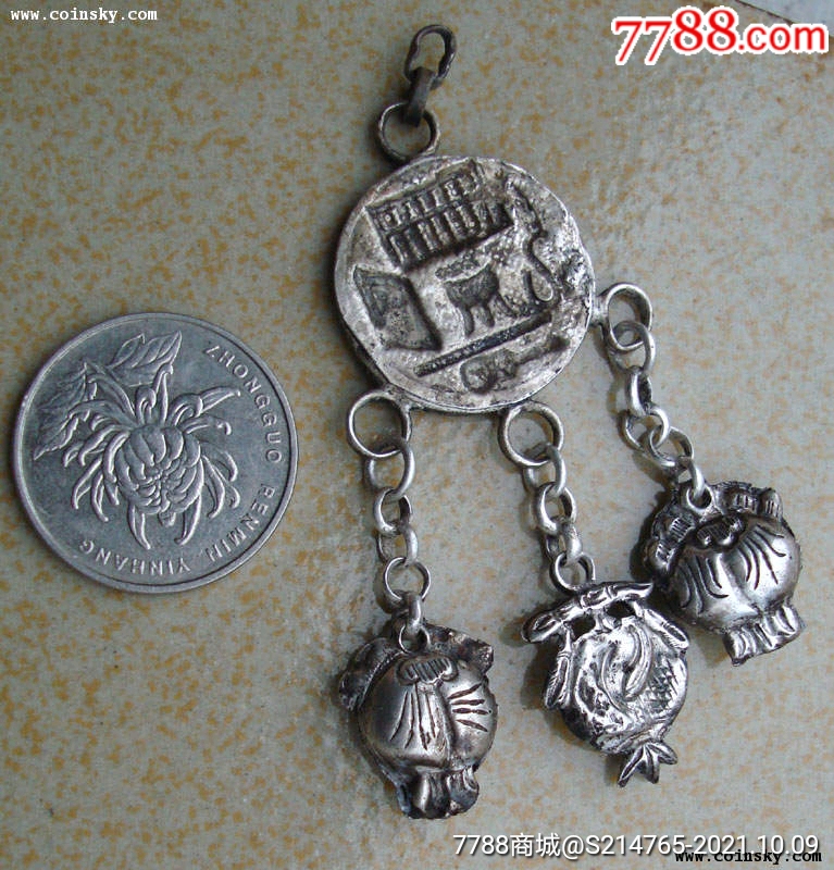 小抓周老银响铃挂饰b4820