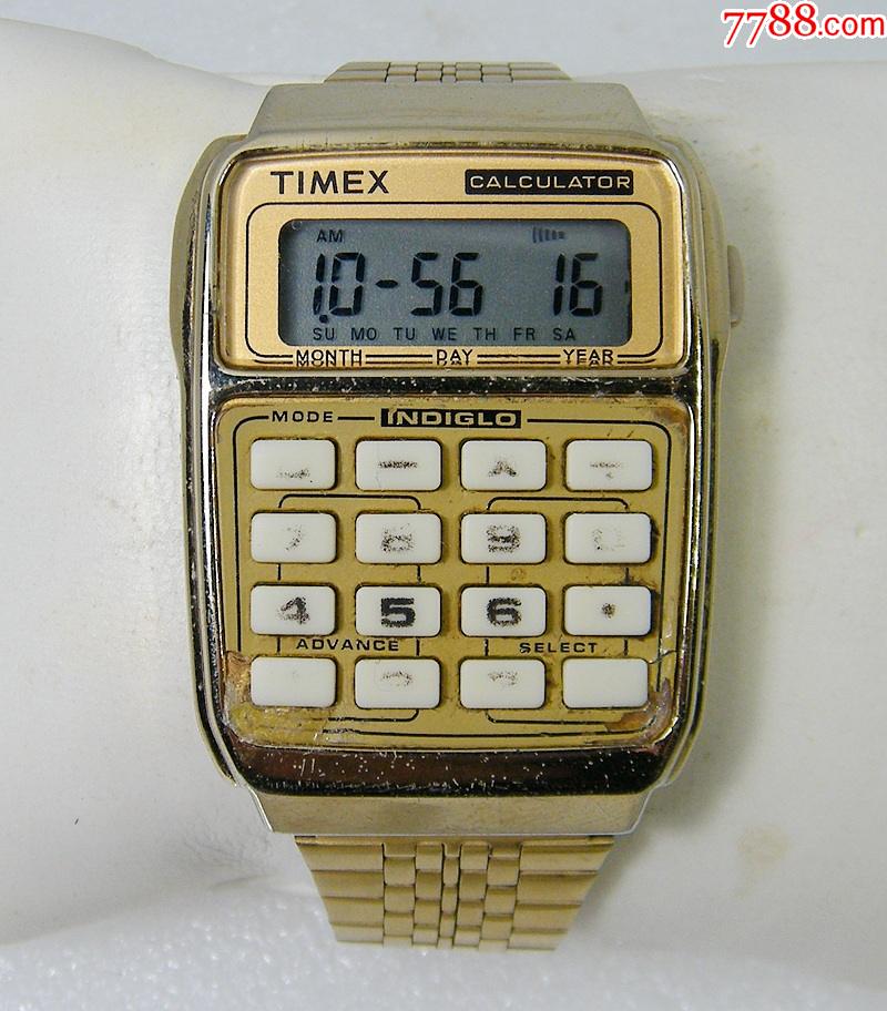 稀少古董timex天美时计算器手表金色大方块配件零件表