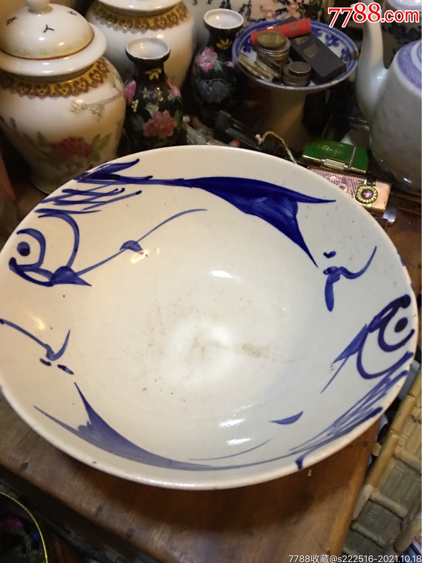 青花鱼碗超大
