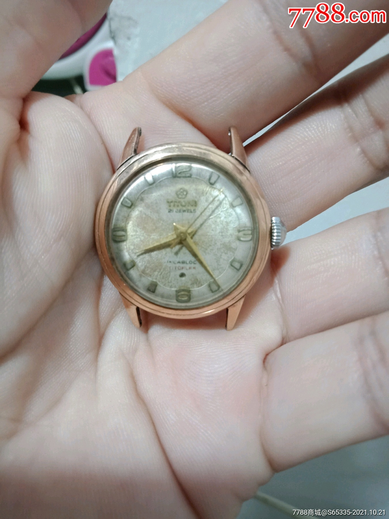 贴金18k玫瑰金梅花女表