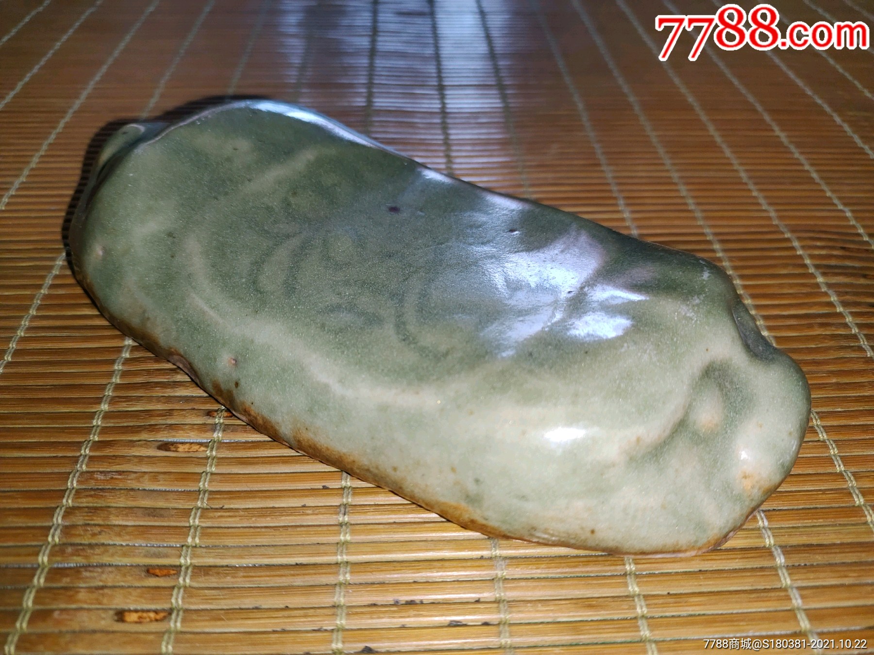 老绿釉瓷陶瓷器古兽脉枕摆件_价格55元_第1张
