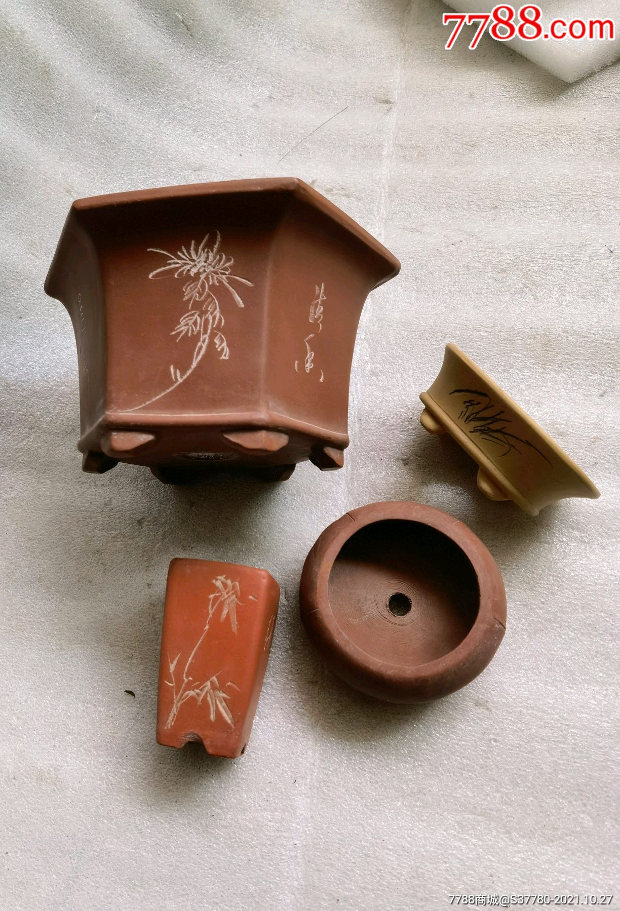 老紫砂花盆无磕碰一起拍全品_价格229元【矿野猛兽】_第1张