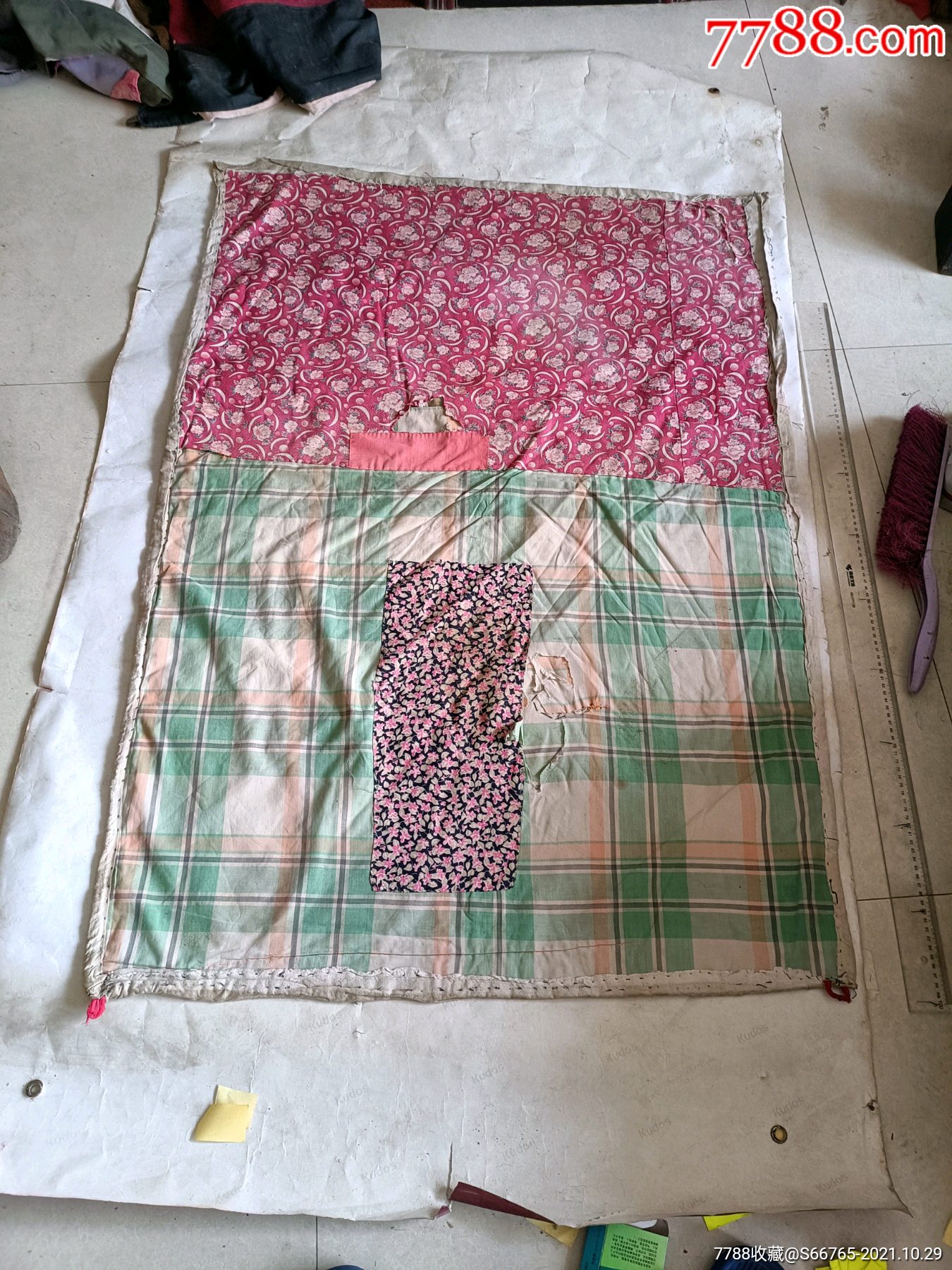 怀旧老手工补丁拼接布垫