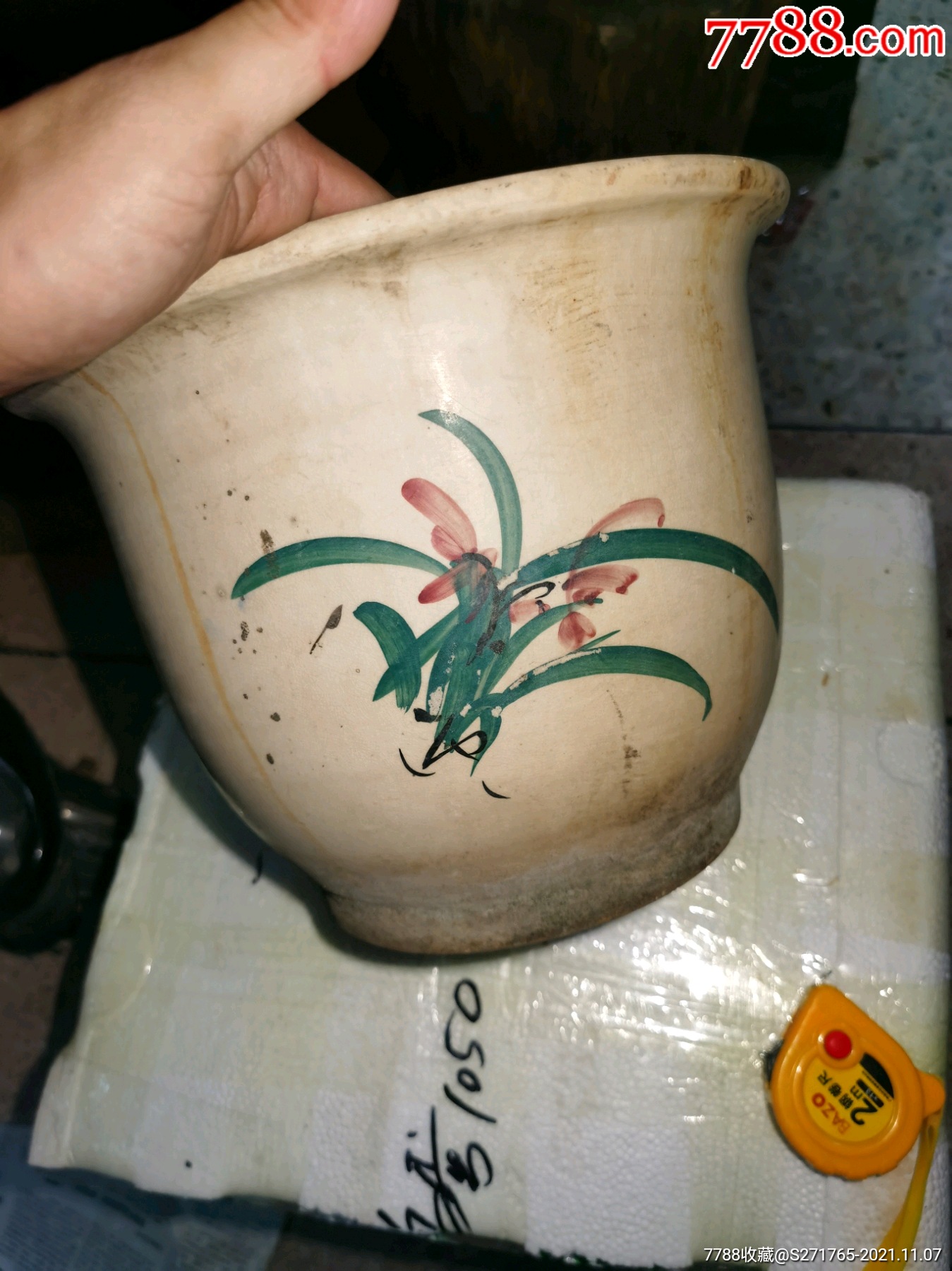 民国老枫溪彩绘兰花花盆_花盆/花器_图片鉴赏_收藏价格_7788铜器收藏