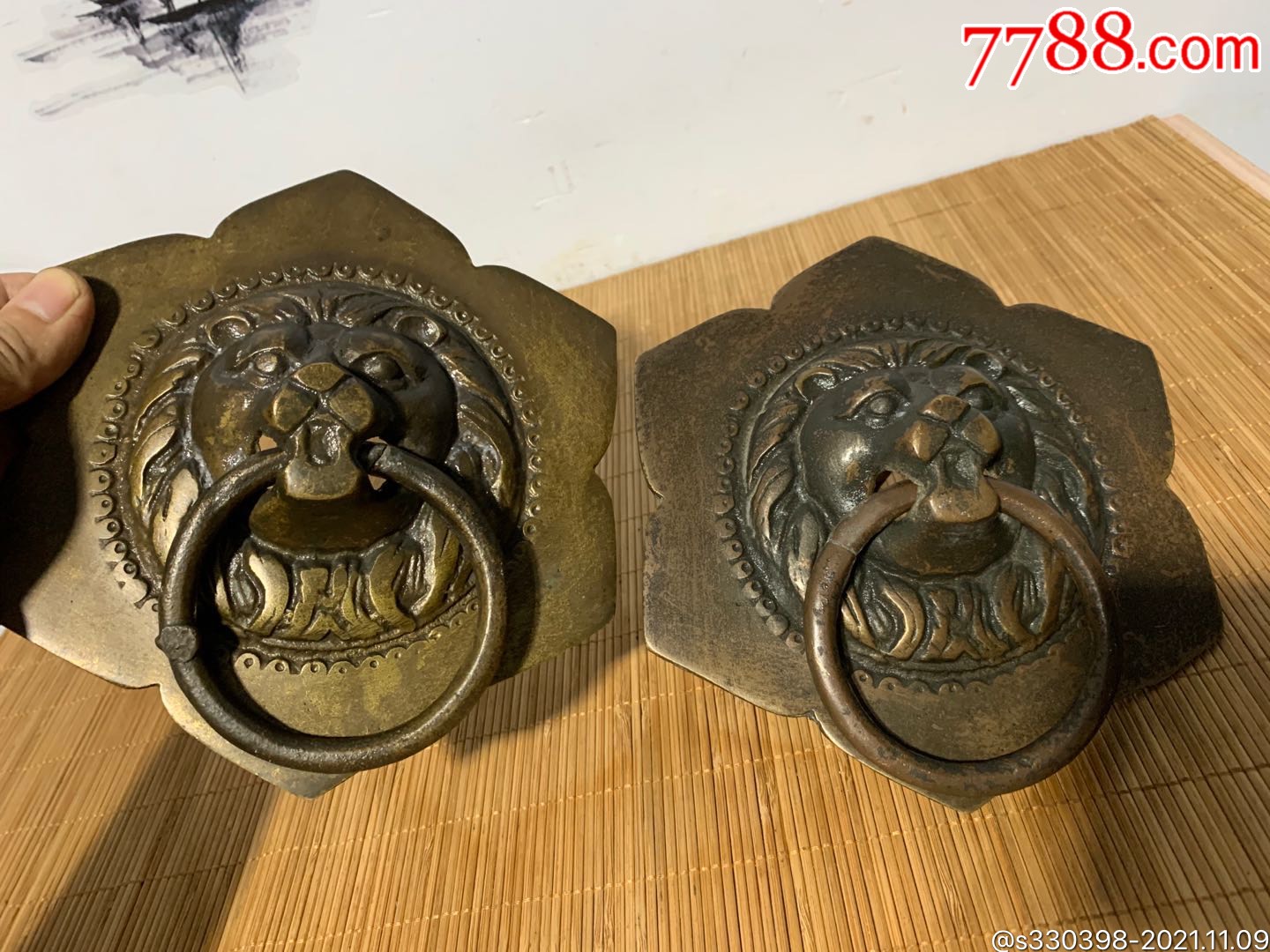 铜器狮头门环纯铜狮头门环可用做挂件装饰辟邪镇宅尺寸高16cm