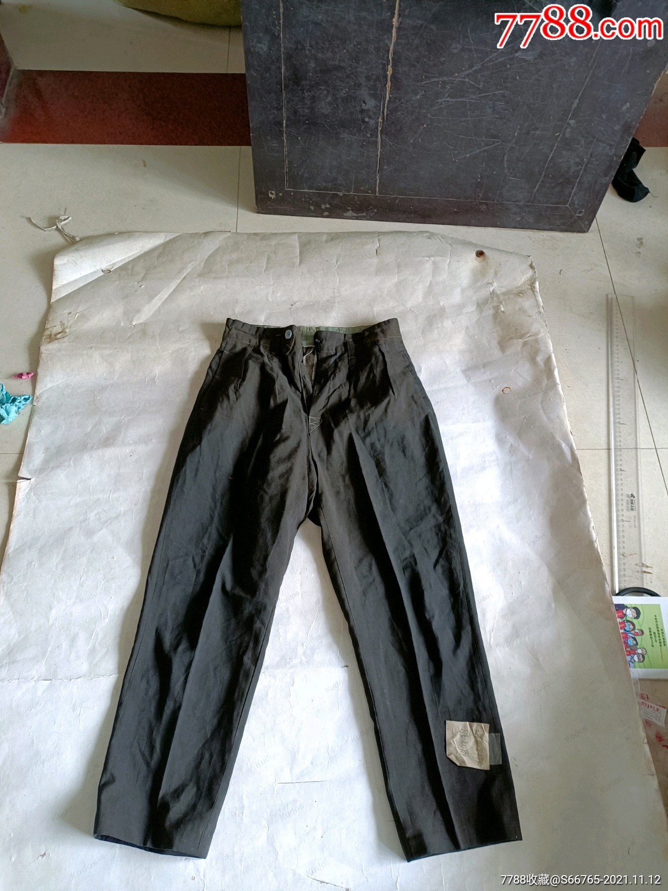 怀旧老式手工补丁前开门裤