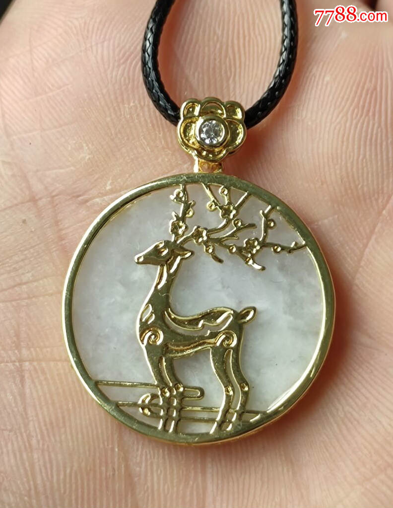 翡翠鹿牌一路有你镶嵌款金色